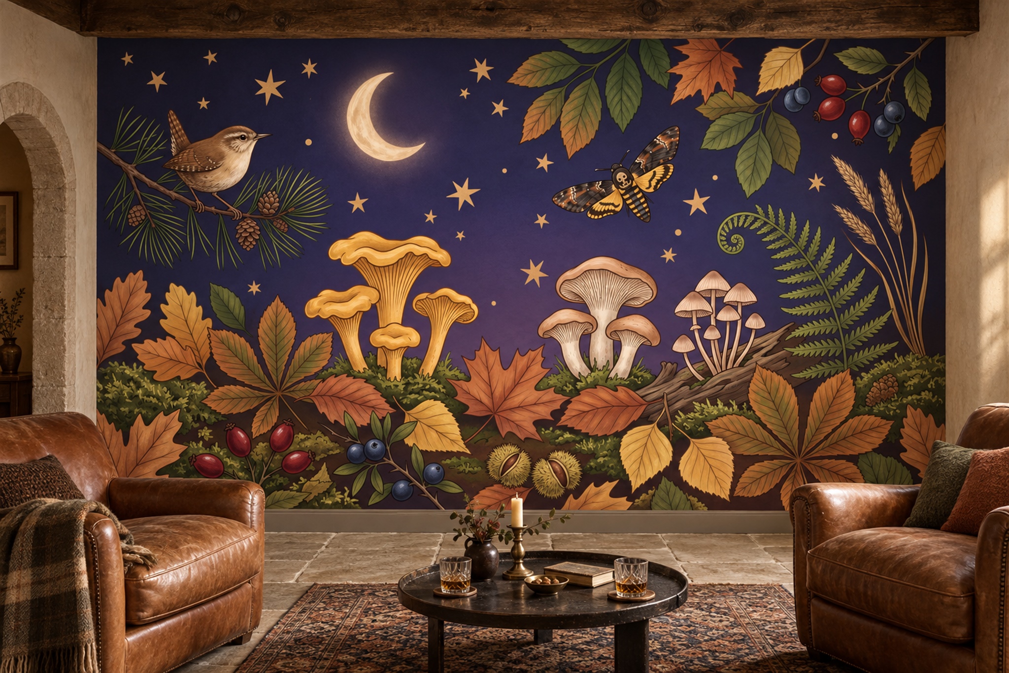 Purple Pattern Decorative Wallpaper Mural Accent-wall-wallpaper-murals, Peel-and-stick Finish