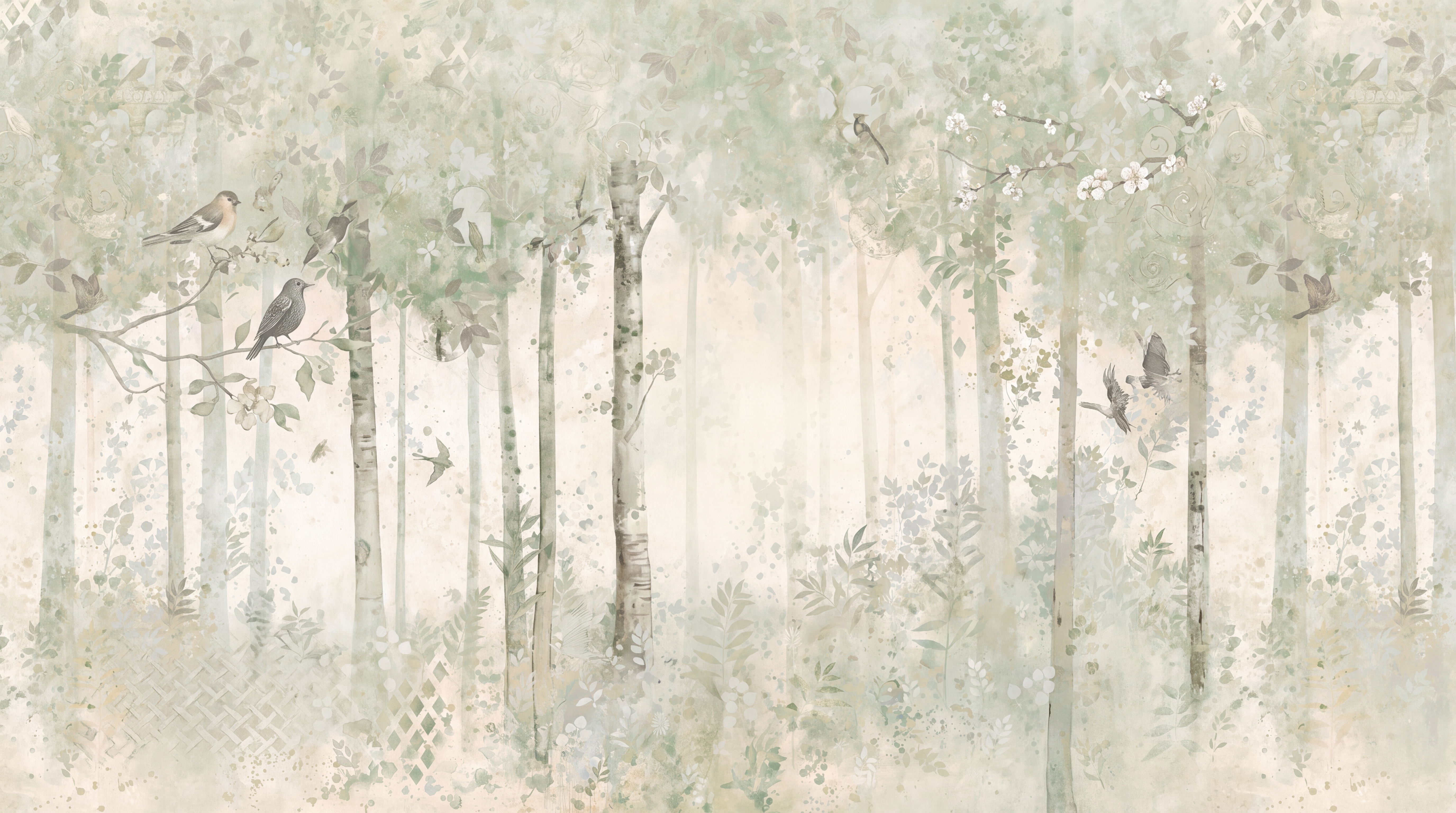 Sage Scenic Scenic Forest Wallpaper Mural, Peel-and-stick Finish