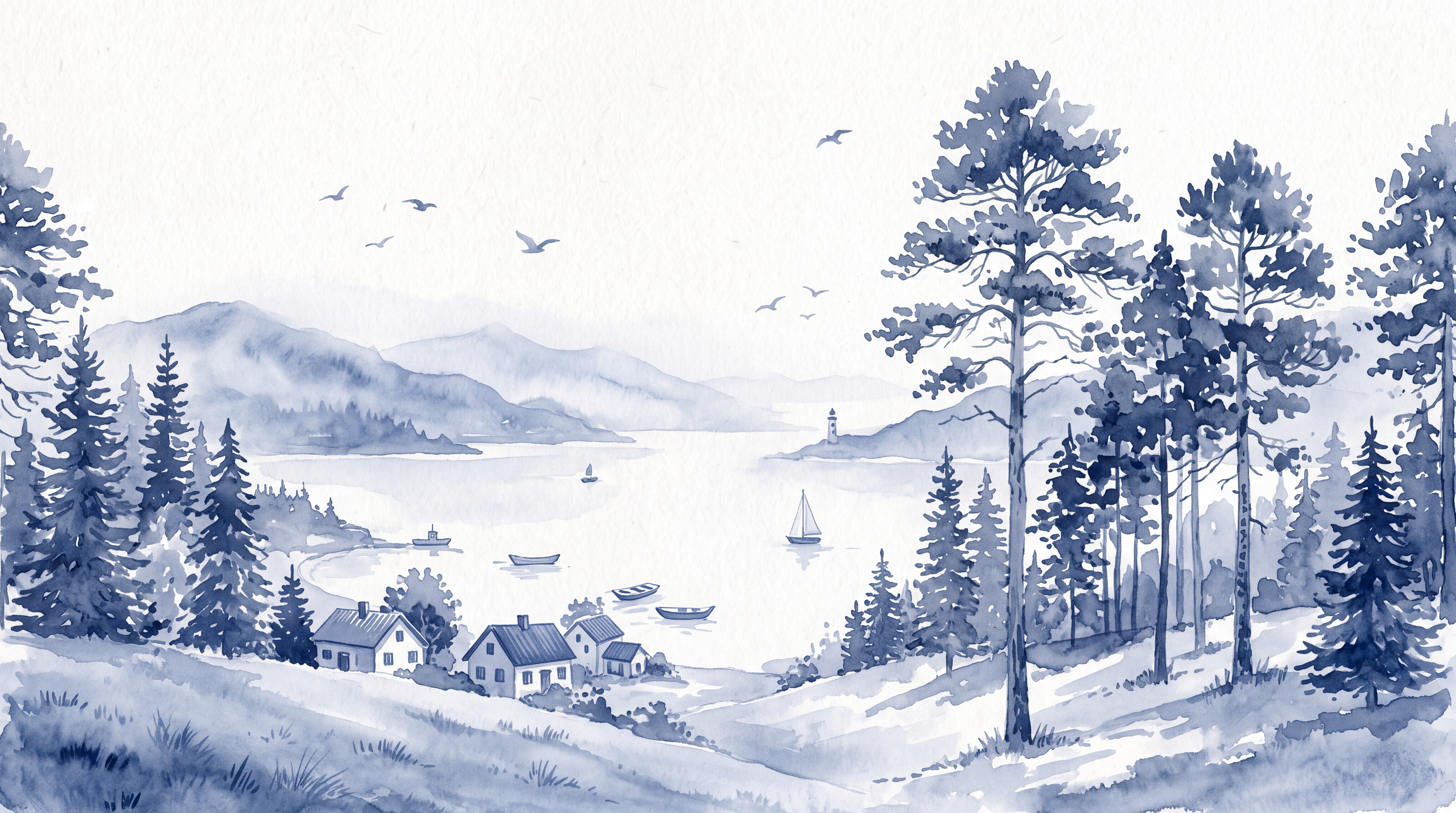 Blue Scenic Scenic Decorative Wallpaper Mural, Peel-and-stick Finish
