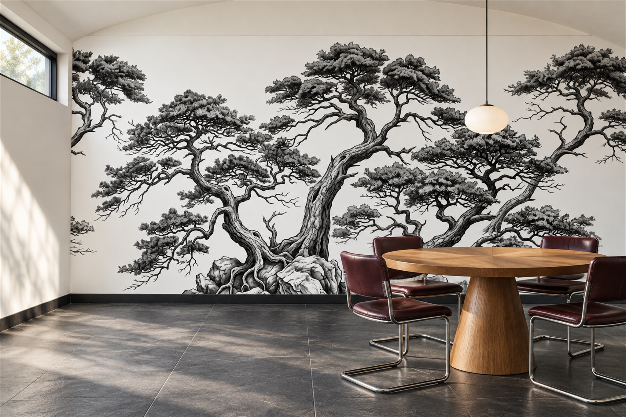 Black Misty Artful Wallpaper Mural Accent-wall-wallpaper-murals, Peel-and-stick Finish