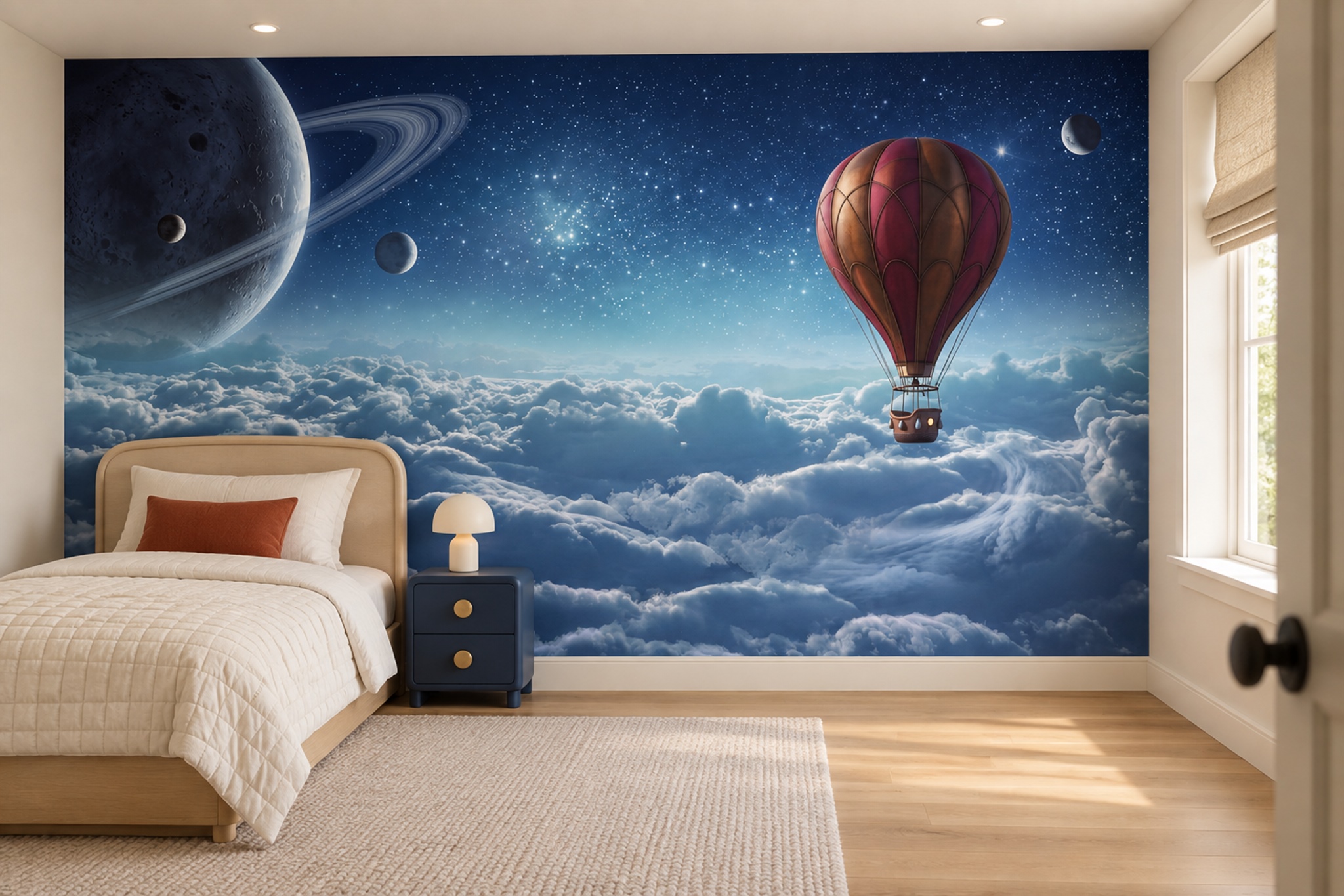 Navy Pattern Decorative Wallpaper Mural Layered Abstract Wallpaper Mural Accent-wall-wallpaper-murals, Peel-and-stick Finish