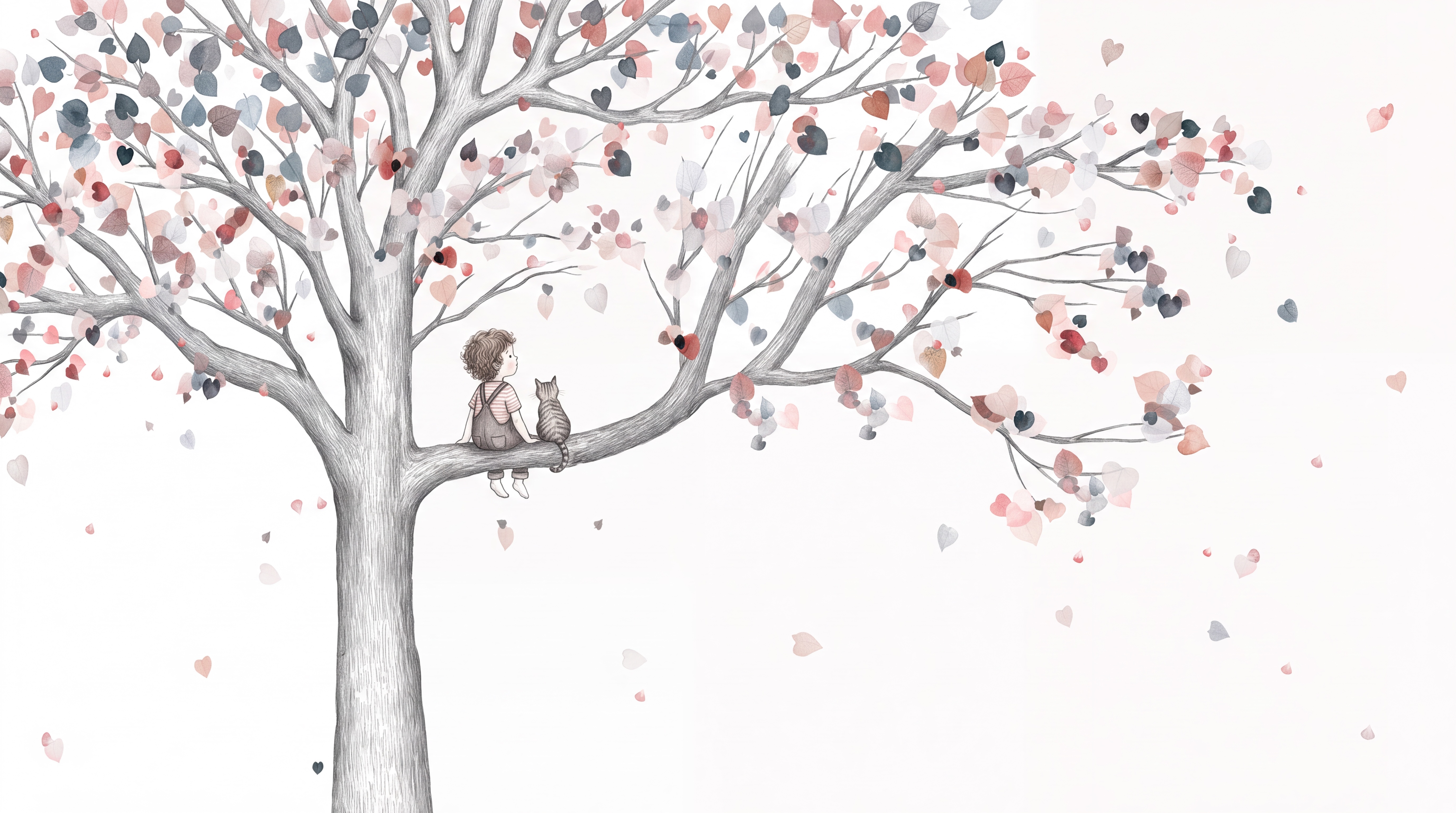 Pink Tree Scenic Wallpaper Mural Home-office-wallpaper-murals, Peel-and-stick Finish