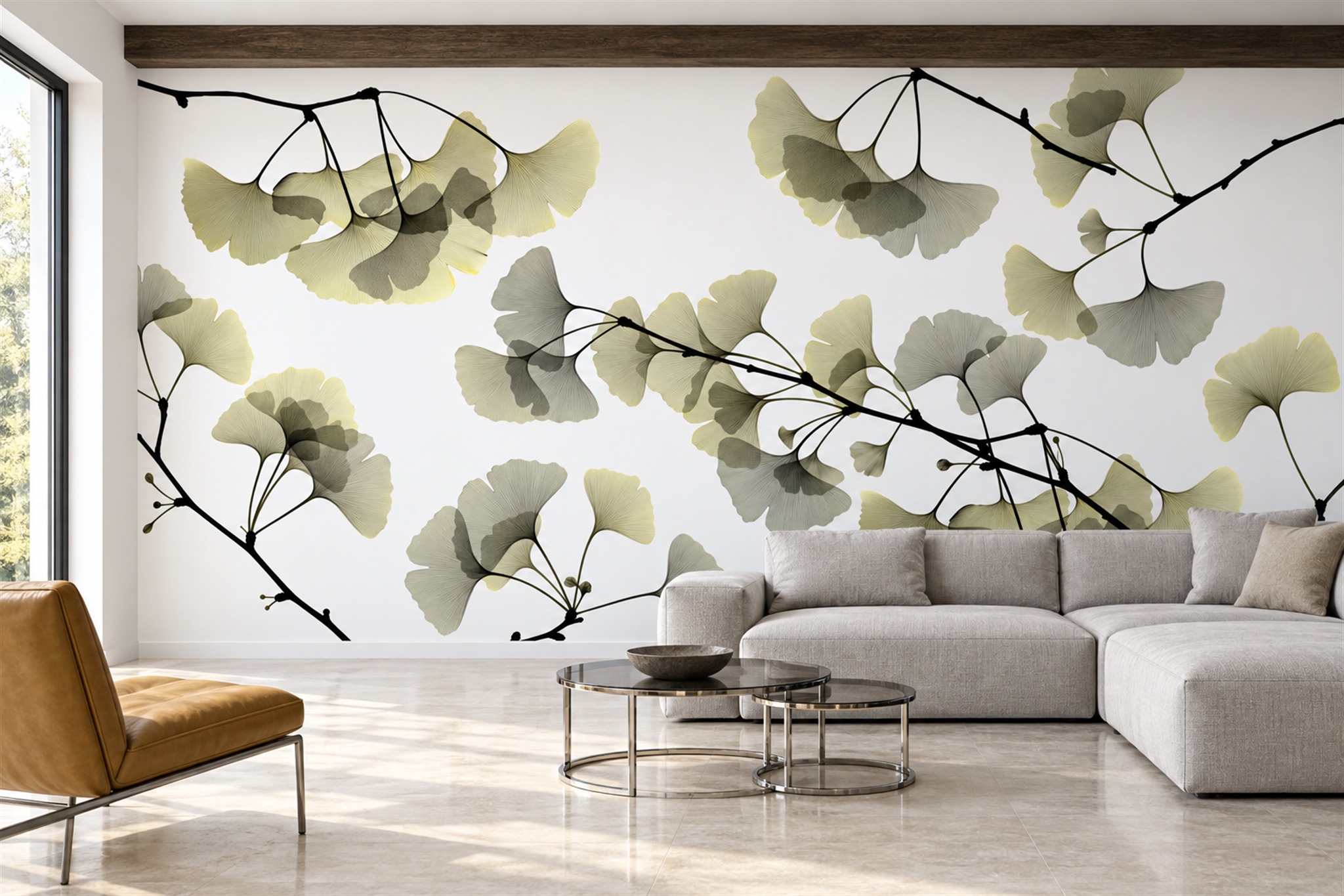 Olive Pattern Decorative Atmospheric Wallpaper Mural Accent-wall-wallpaper-murals, Peel-and-stick Finish