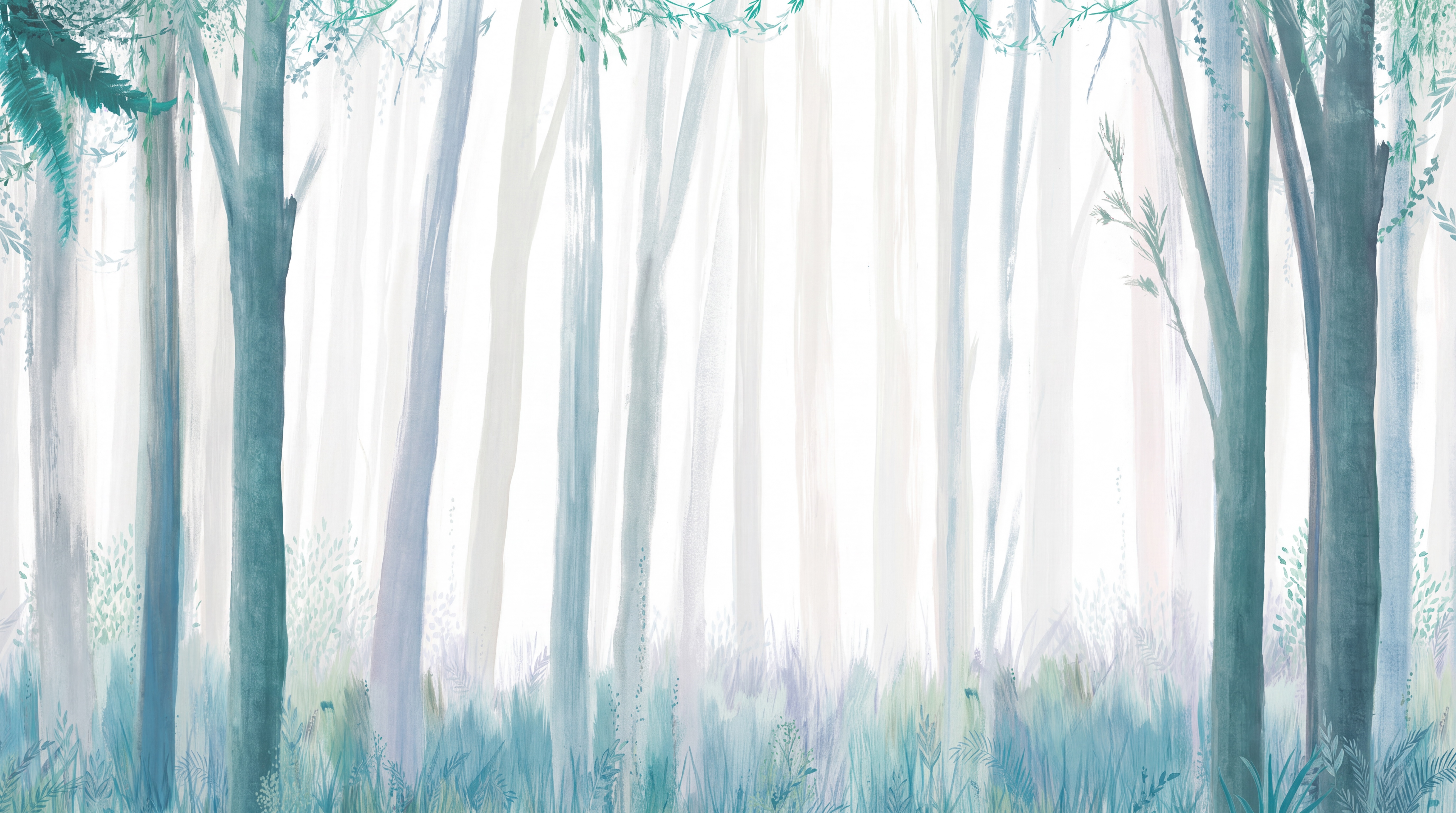 Aqua Forest Scenic Wallpaper Mural, Peel-and-stick Finish