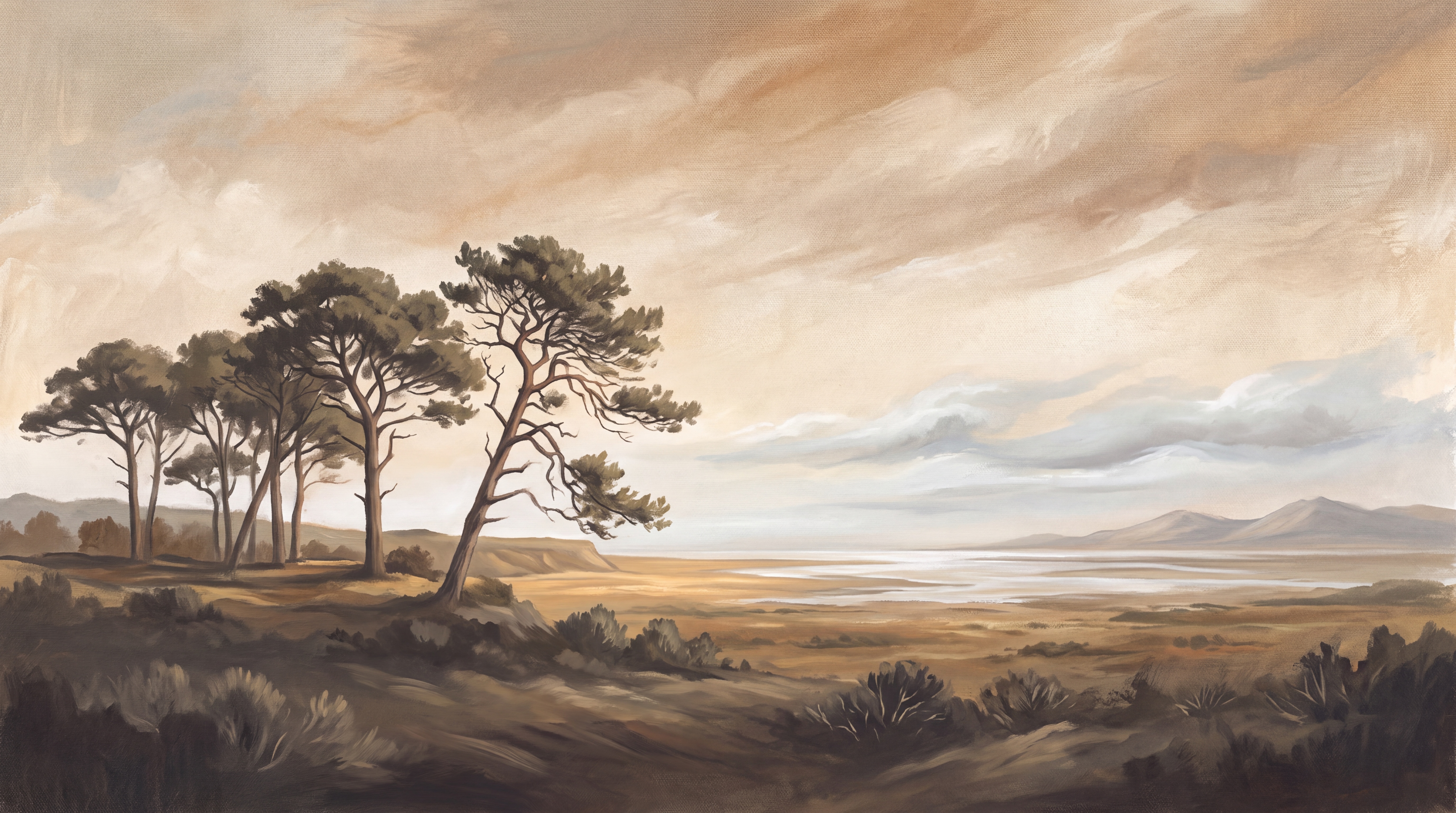 Brown Landscape Scenic Wallpaper Mural, Peel-and-stick Finish
