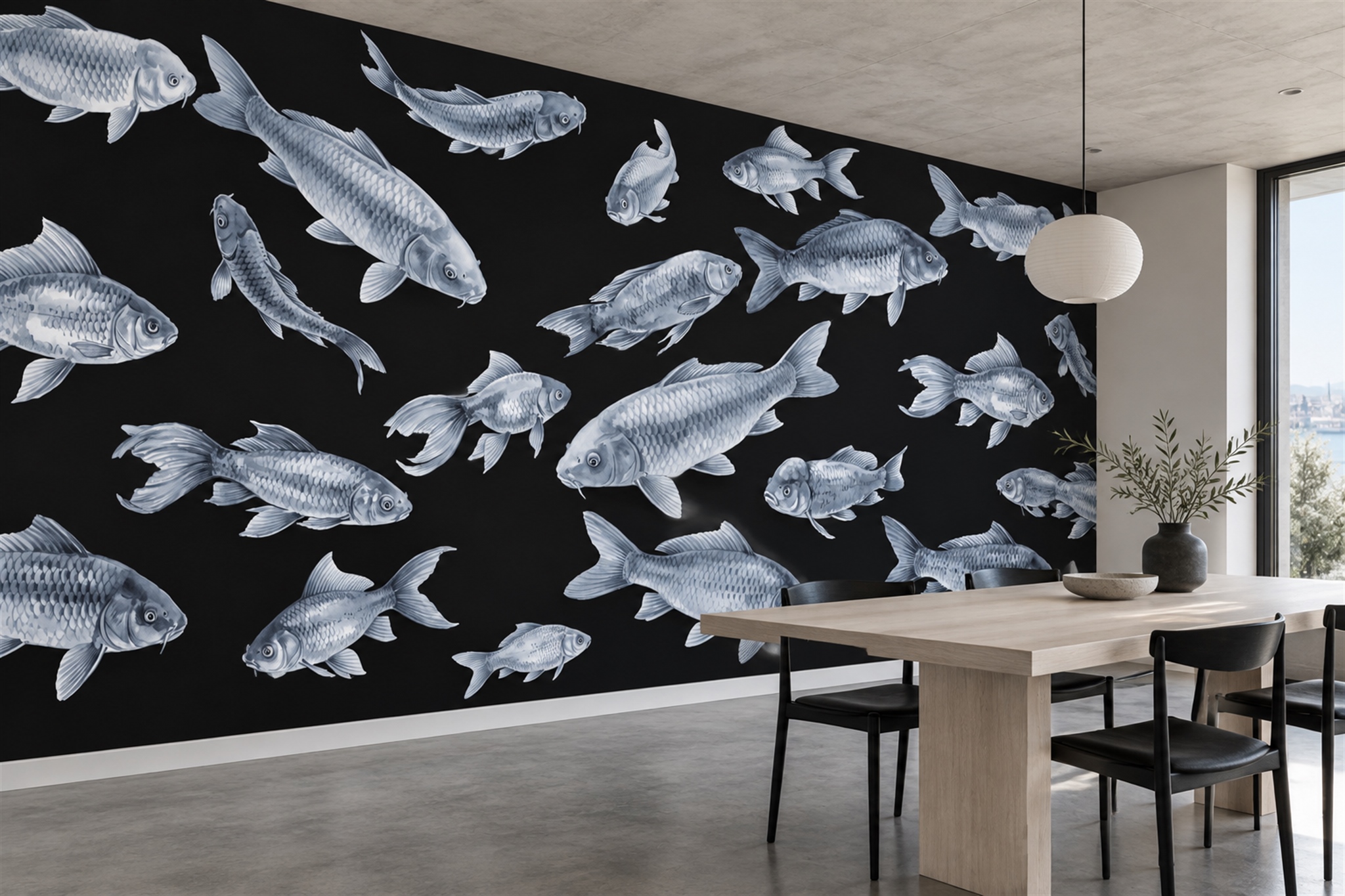 Black Pattern Decorative Abstract Wallpaper Mural Entryway-wallpaper-murals, Peel-and-stick Finish