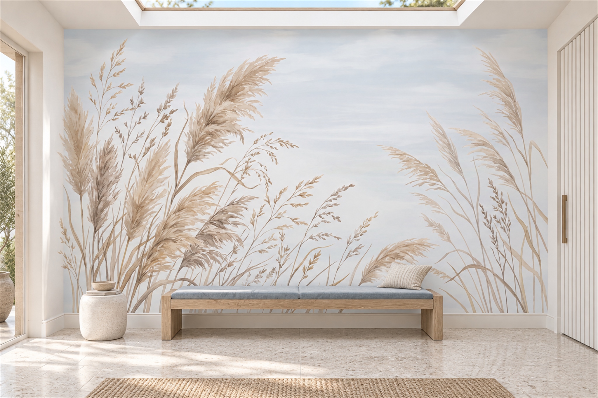 Beige Pattern Decorative Textured Wallpaper Mural Entryway-wallpaper-murals, Peel-and-stick Finish