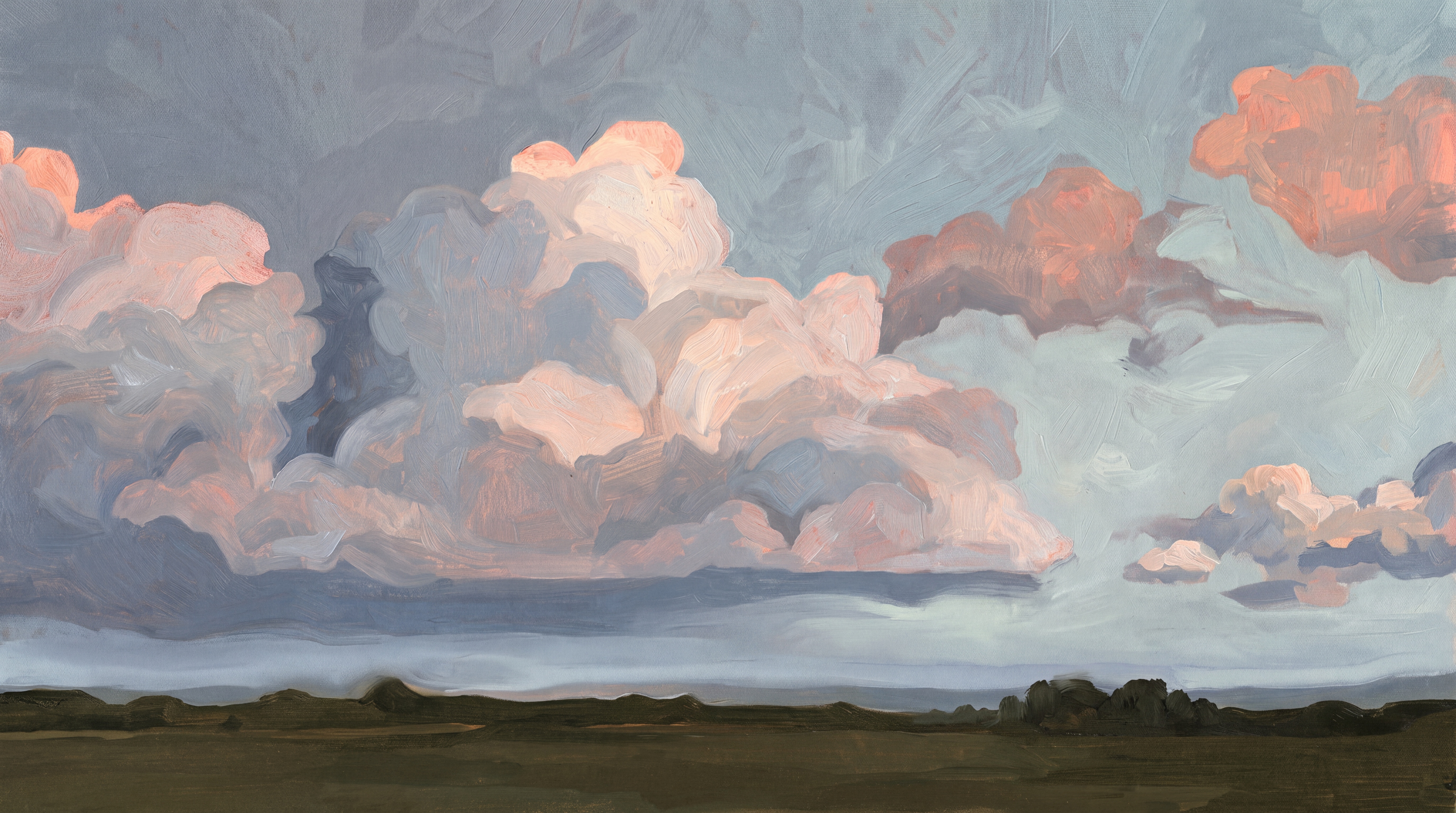 Peach Clouds Artful Decorative Wallpaper Mural, Peel-and-stick Finish