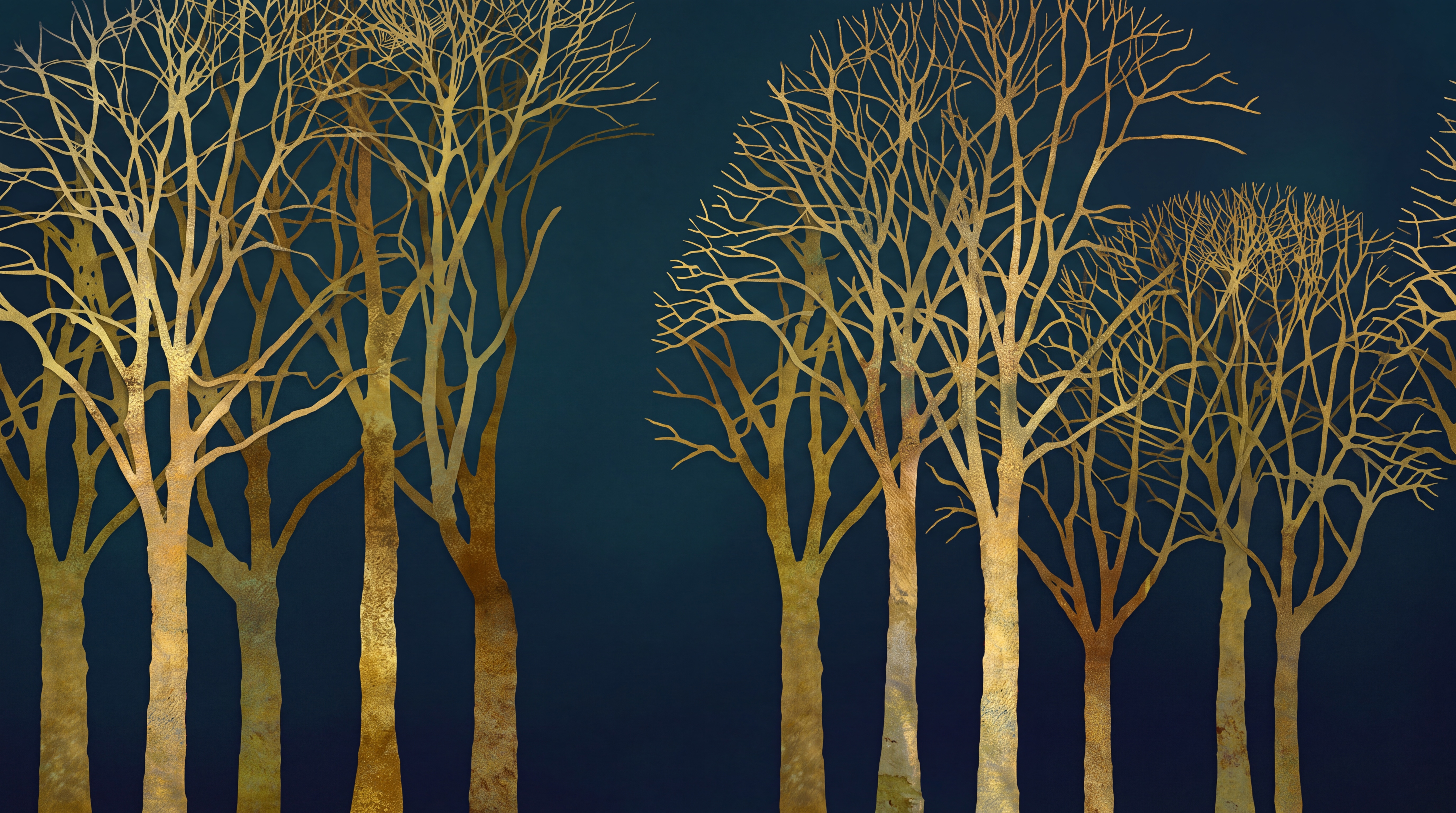 Gold Scenic Scenic Layered Wallpaper Mural, Peel-and-stick Finish