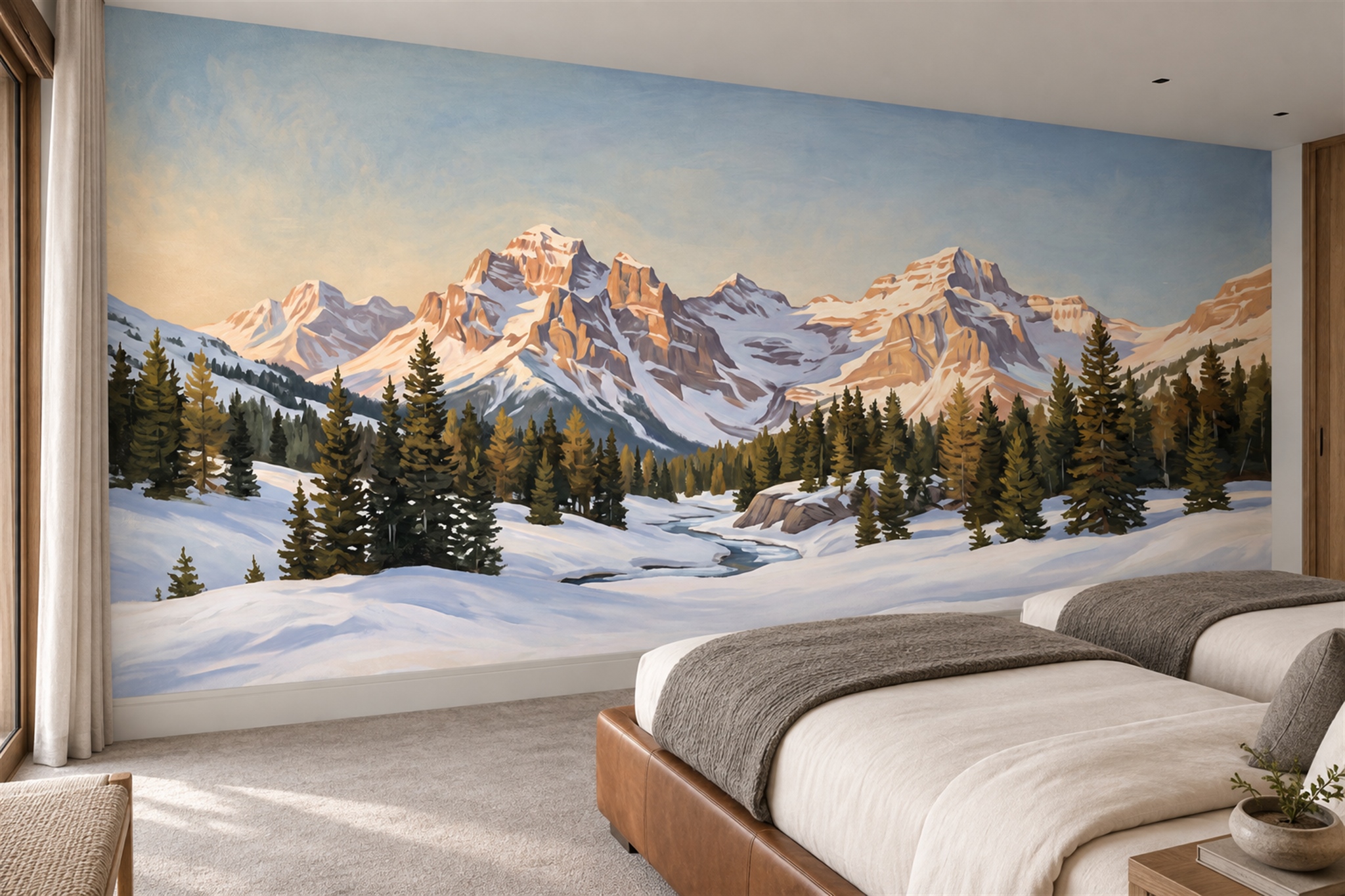 Blue Alpine Scenic Decorative Wallpaper Mural Accent-wall-wallpaper-murals, Peel-and-stick Finish