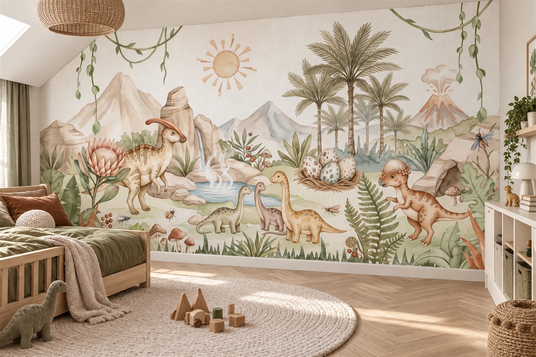Sage Pattern Decorative Wallpaper Mural Layered Textured Wallpaper Mural Accent-wall-wallpaper-murals, Peel-and-stick Finish