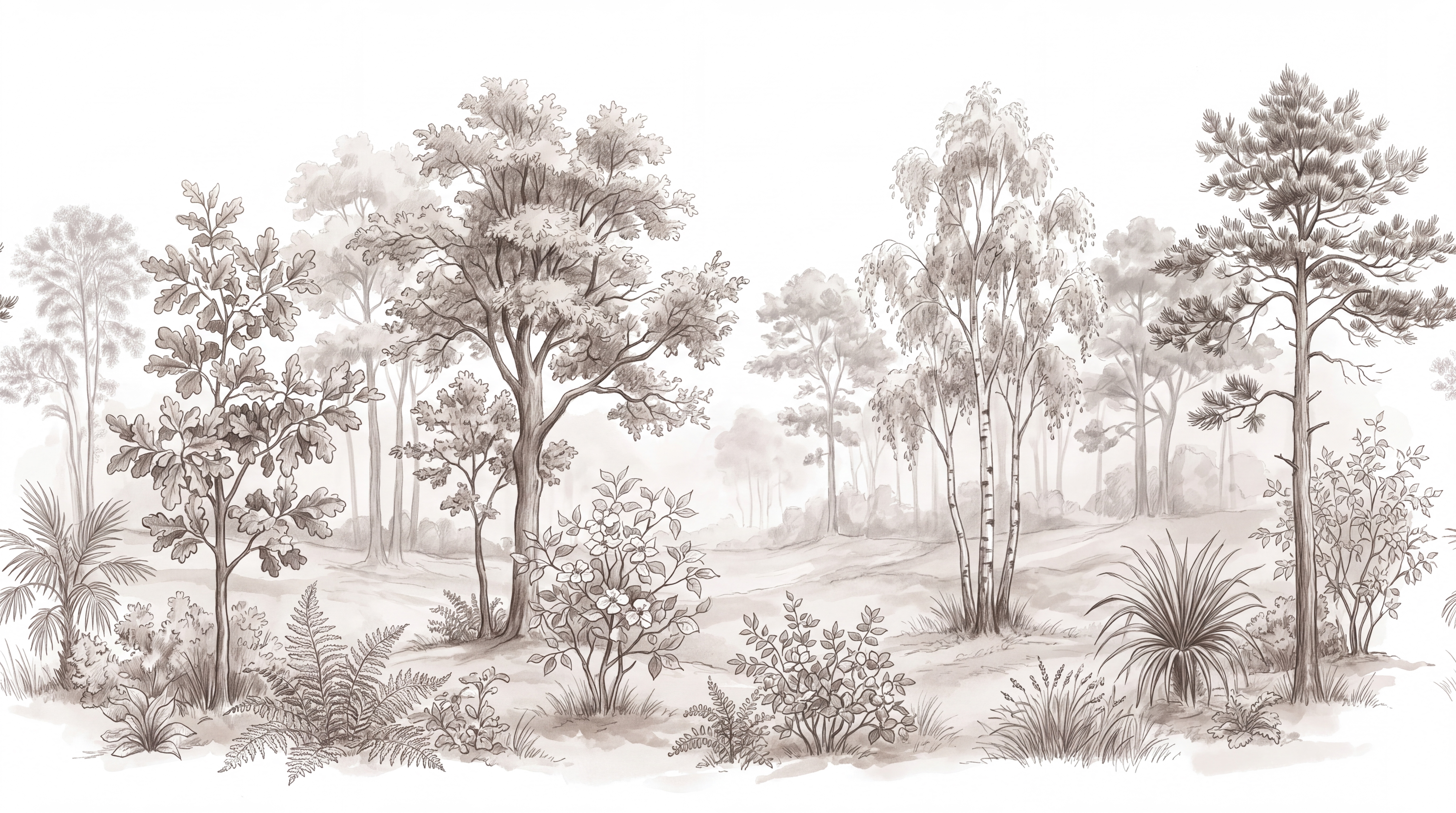 Taupe Scenic Scenic Wallpaper Mural, Peel-and-stick Finish