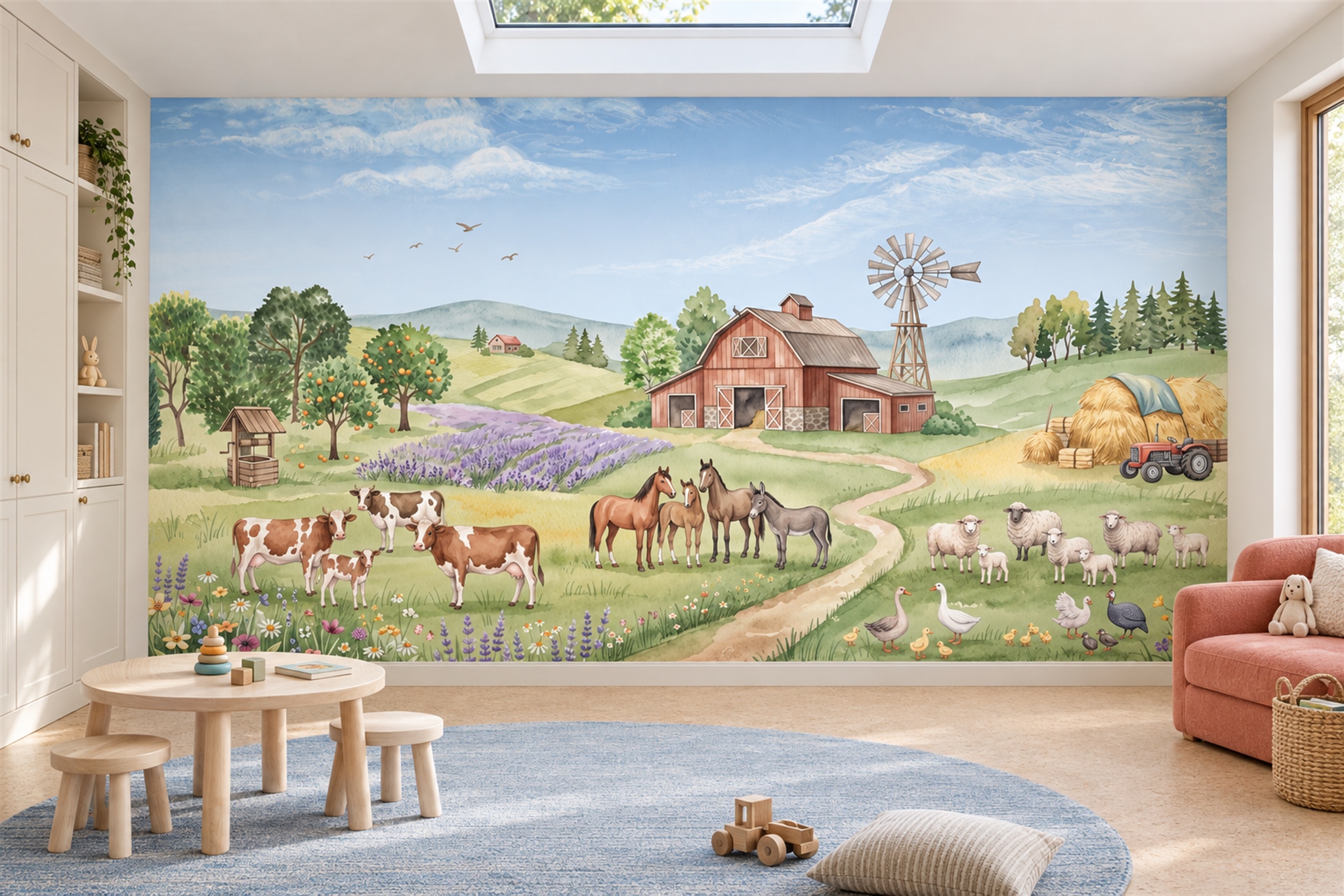 Green Pattern Decorative Wallpaper Mural Layered Composition Wallpaper Playroom-wallpaper-murals, Peel-and-stick Finish
