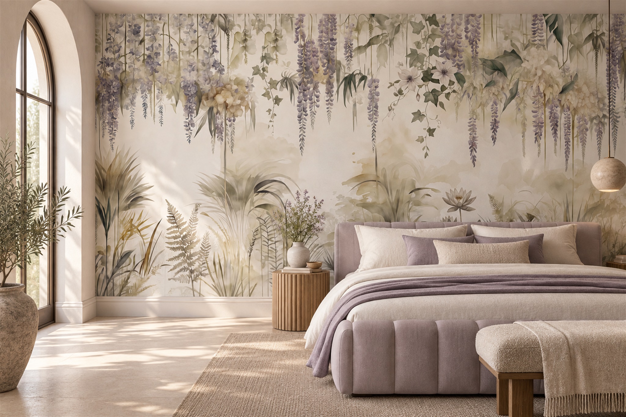 Ivory Pattern Decorative Organic Wallpaper Mural Bedroom-wallpaper-murals, Peel-and-stick Finish