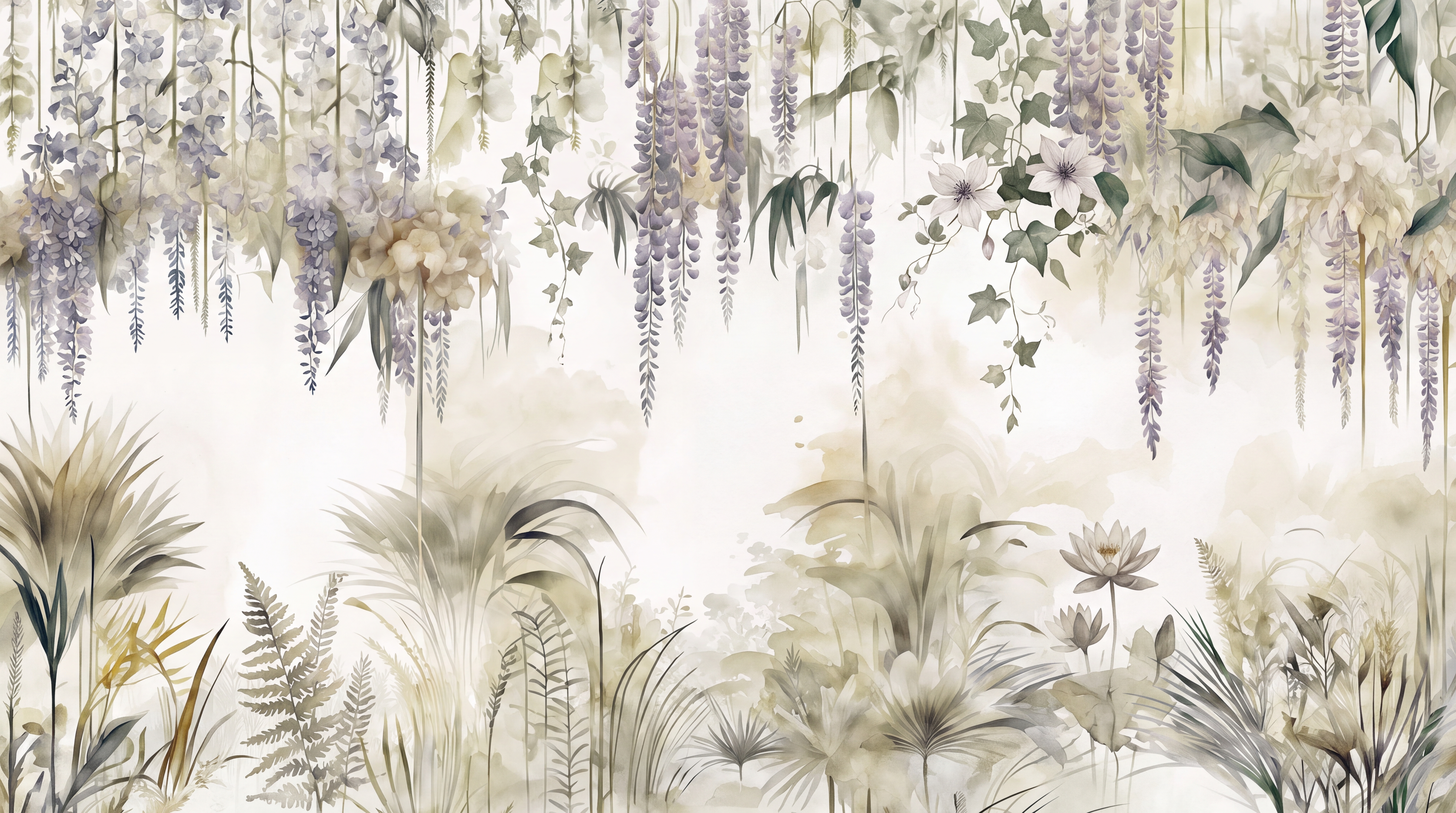 Ivory Pattern Decorative Organic Wallpaper Mural, Peel-and-stick Finish