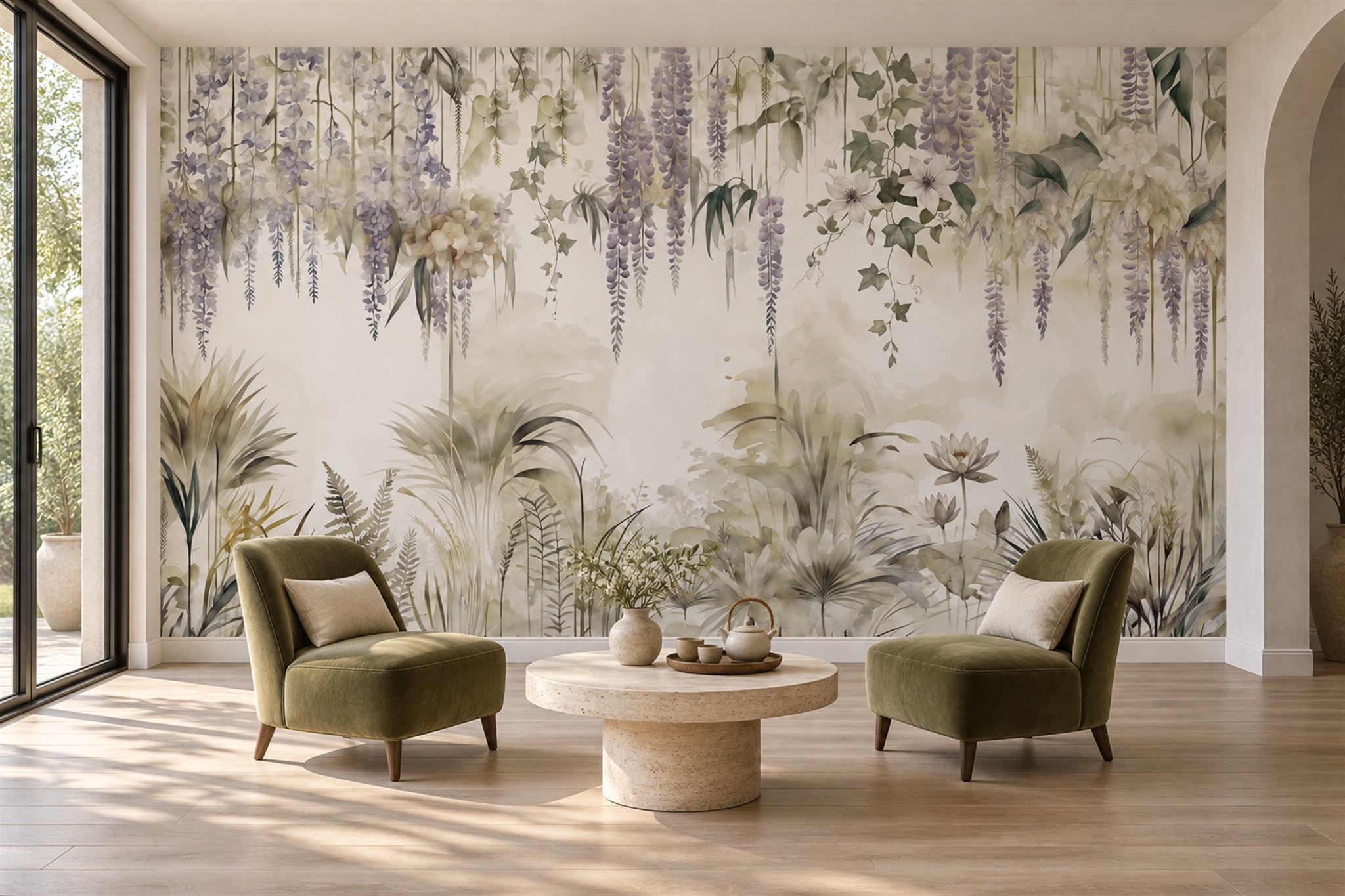 Ivory Pattern Decorative Organic Wallpaper Mural Hallway-wallpaper-murals, Peel-and-stick Finish