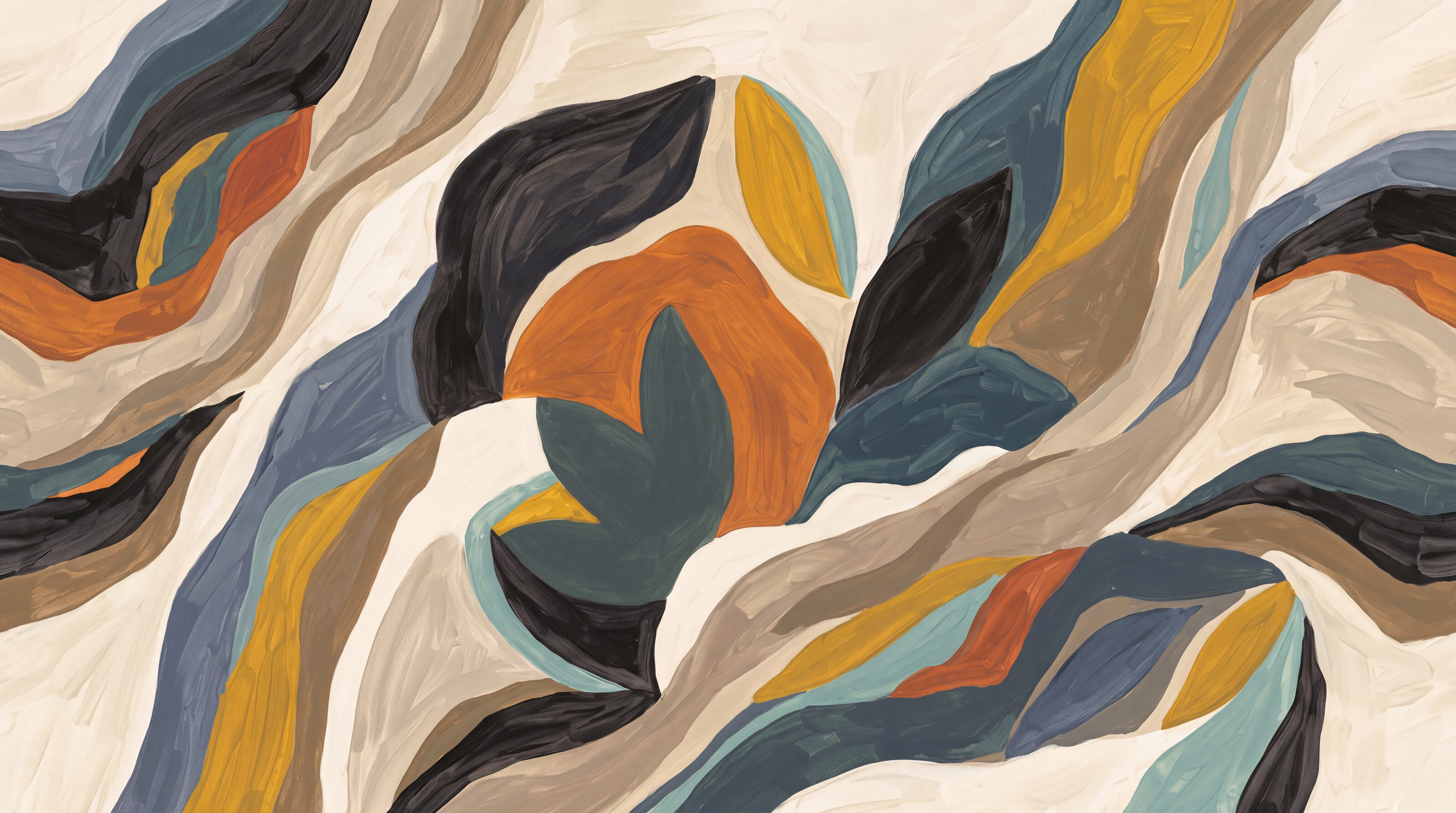 Ochre Swirl Artful Wallpaper Mural Accent-wall-wallpaper-murals, Peel-and-stick Finish
