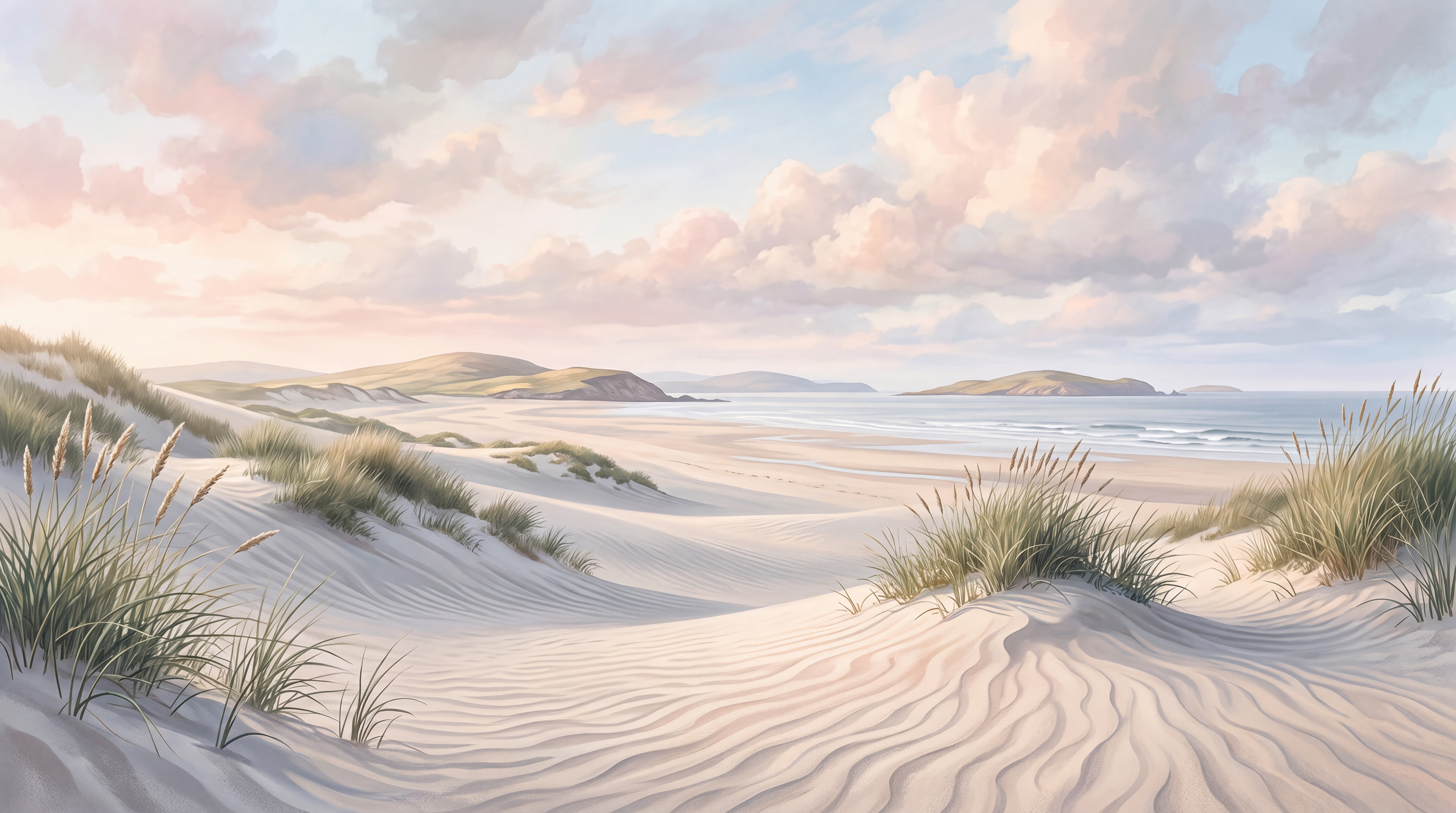 Beige Beach Scenic Wallpaper Mural, Peel-and-stick Finish