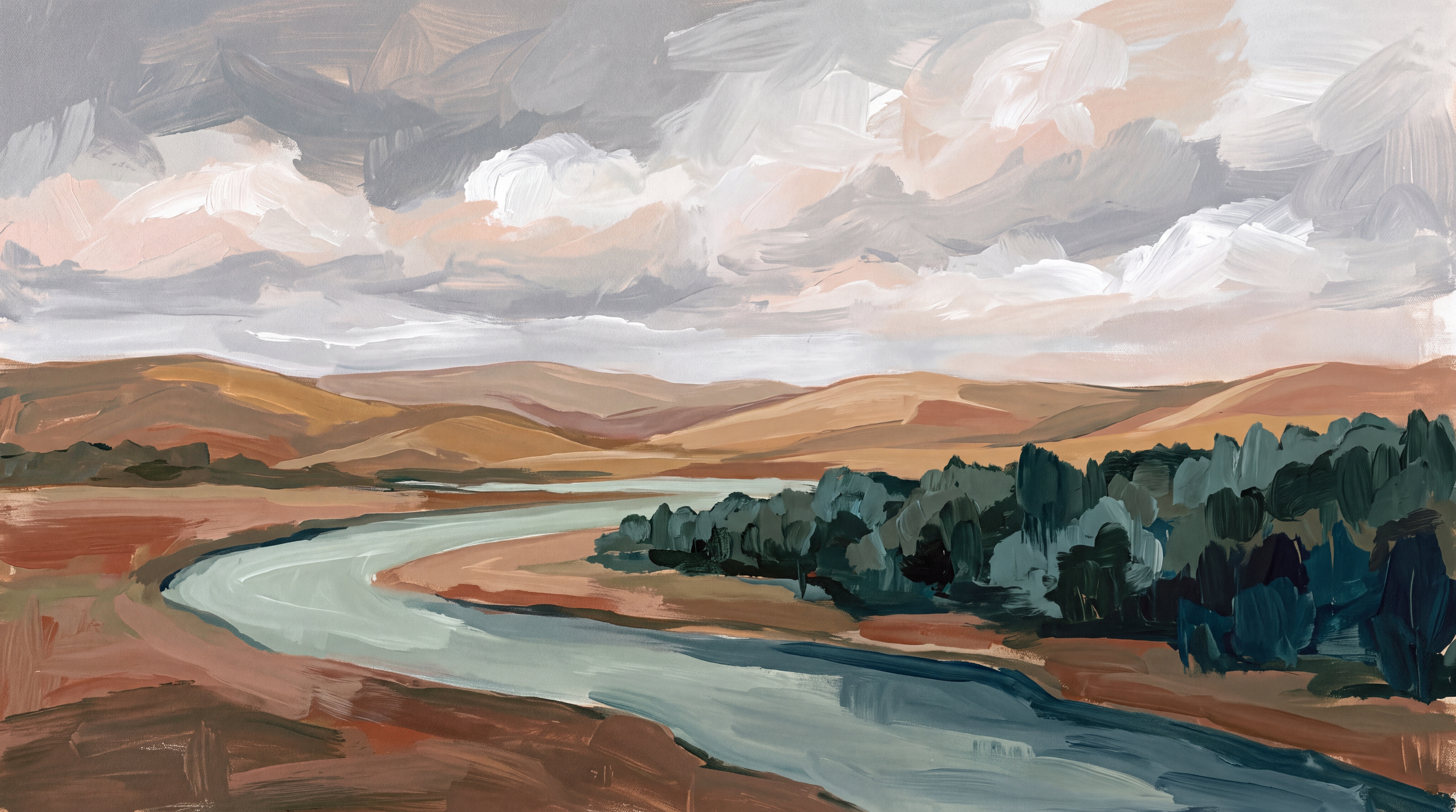 Rust River Scenic Wallpaper Mural, Peel-and-stick Finish