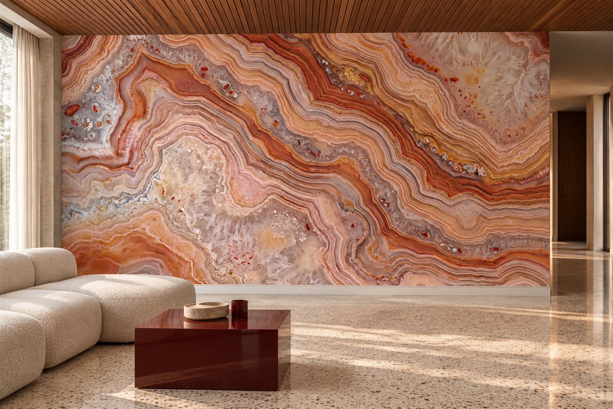 Coral Agate Decorative Wallpaper Mural Accent-wall-wallpaper-murals, Peel-and-stick Finish