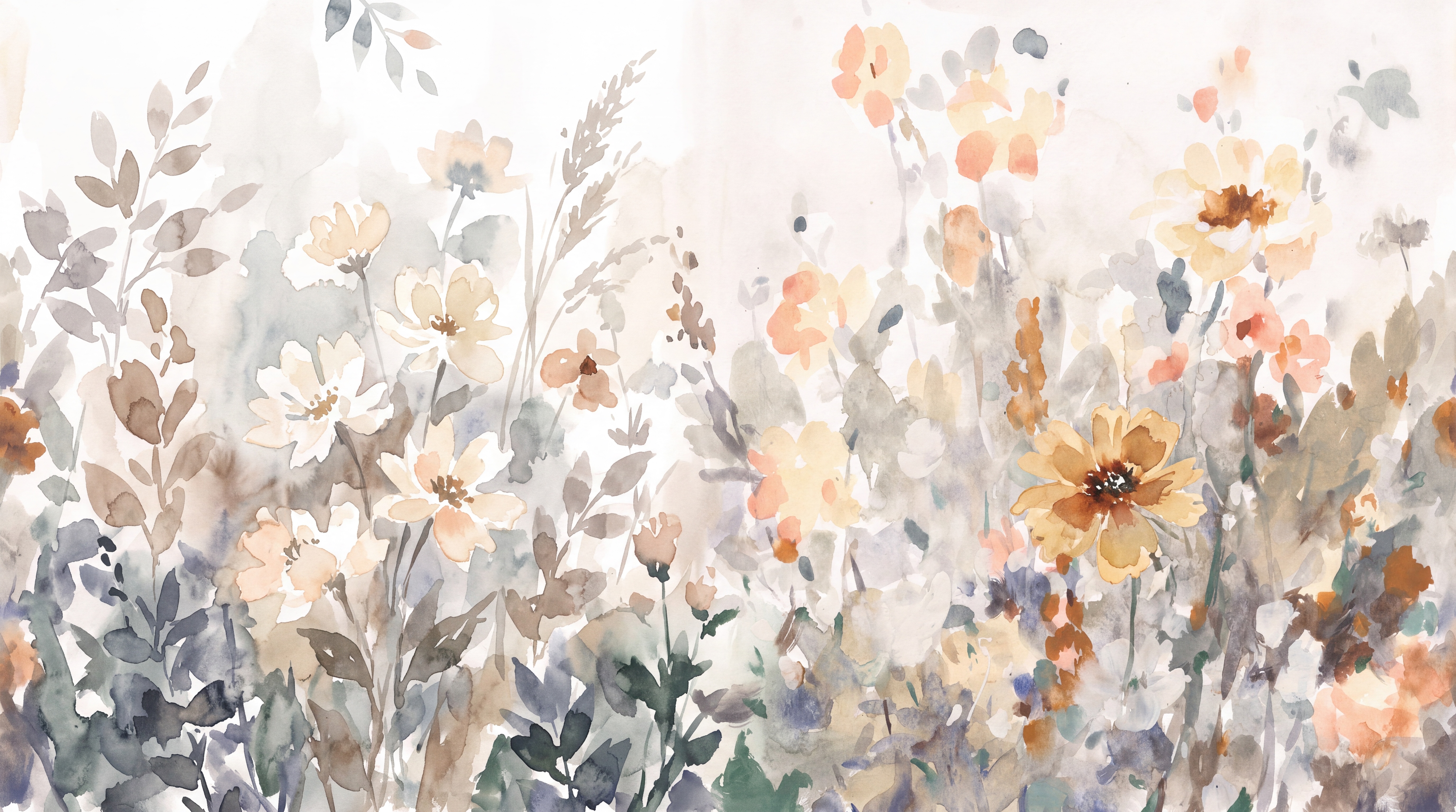 Peach Meadow Scenic Decorative Wallpaper Mural Home-office-wallpaper-murals, Peel-and-stick Finish