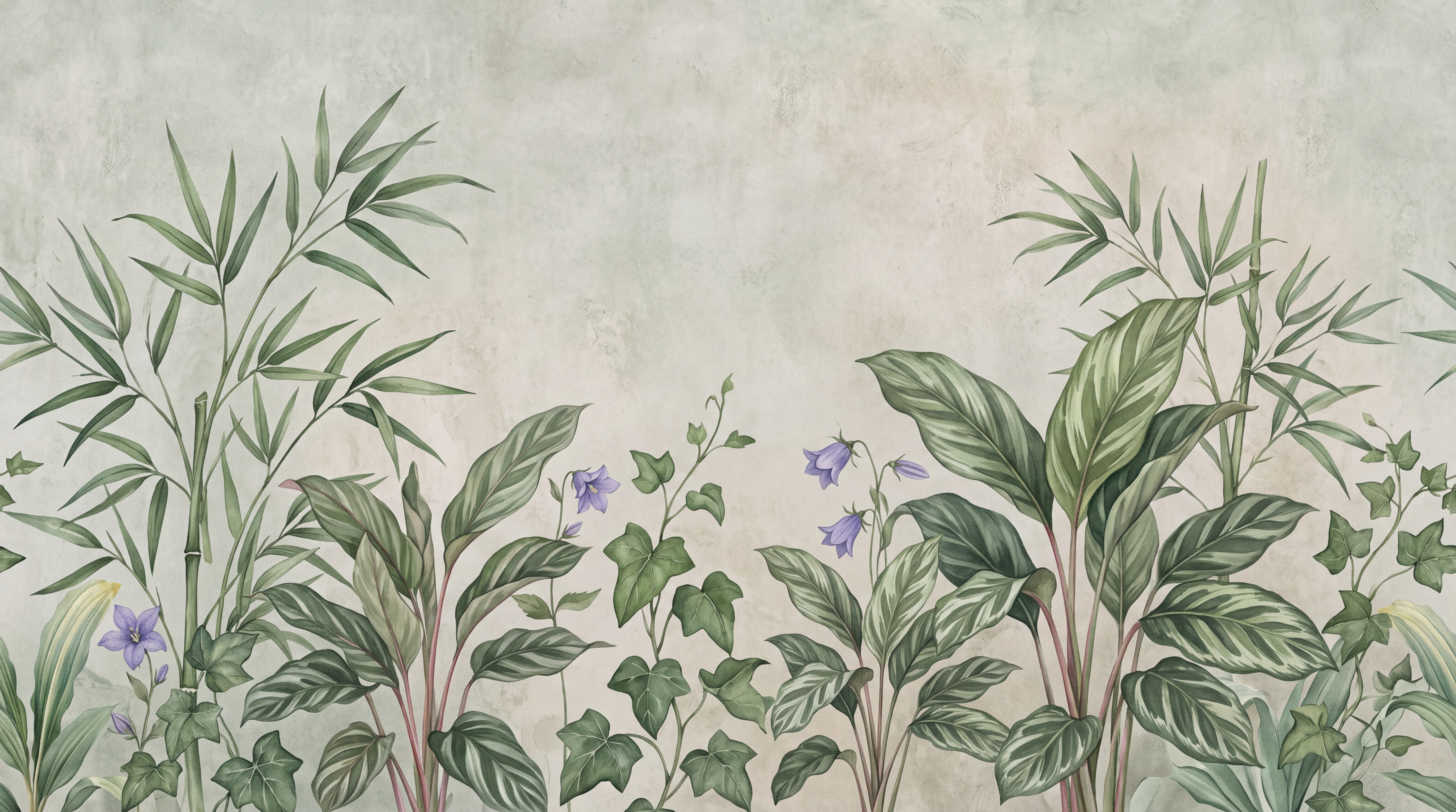Sage Leaf Botanical Textured Wallpaper Mural, Peel-and-stick Finish