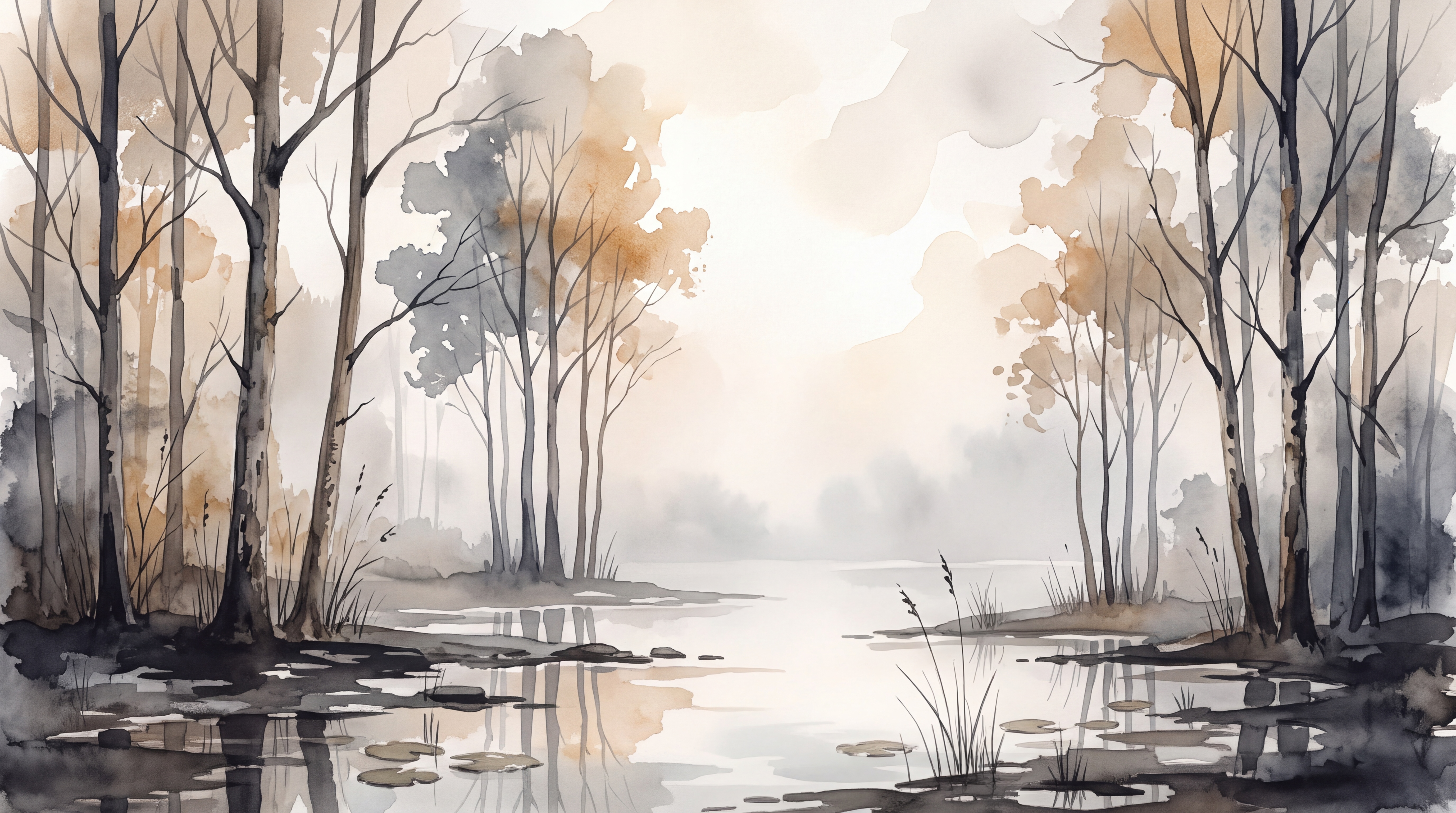 Grey River Scenic Layered Wallpaper Mural, Peel-and-stick Finish