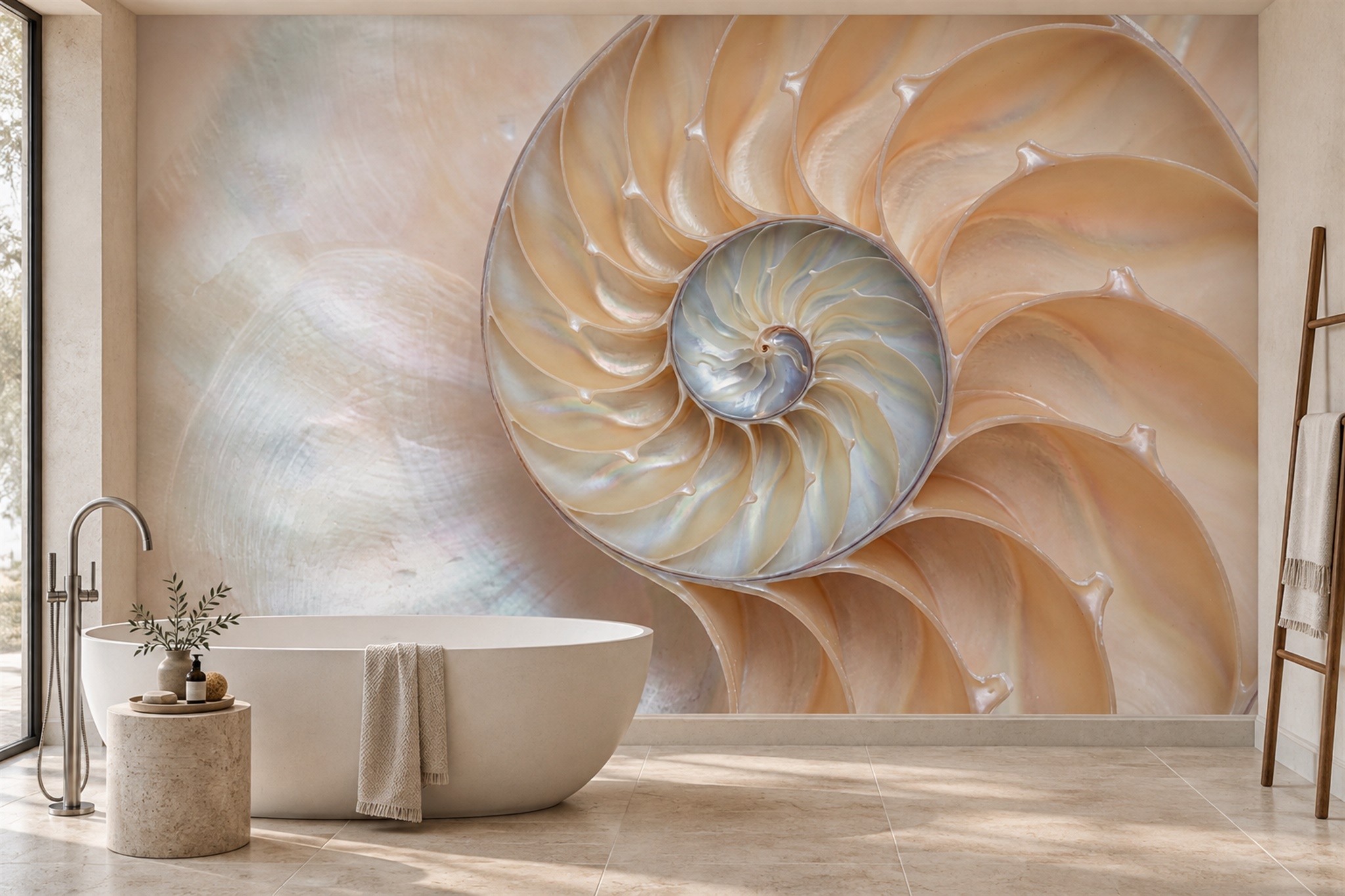 Giant Nautilus Shell Spiral Wallpaper Mural — Wallpaper Mural Design, Peel-and-stick Finish