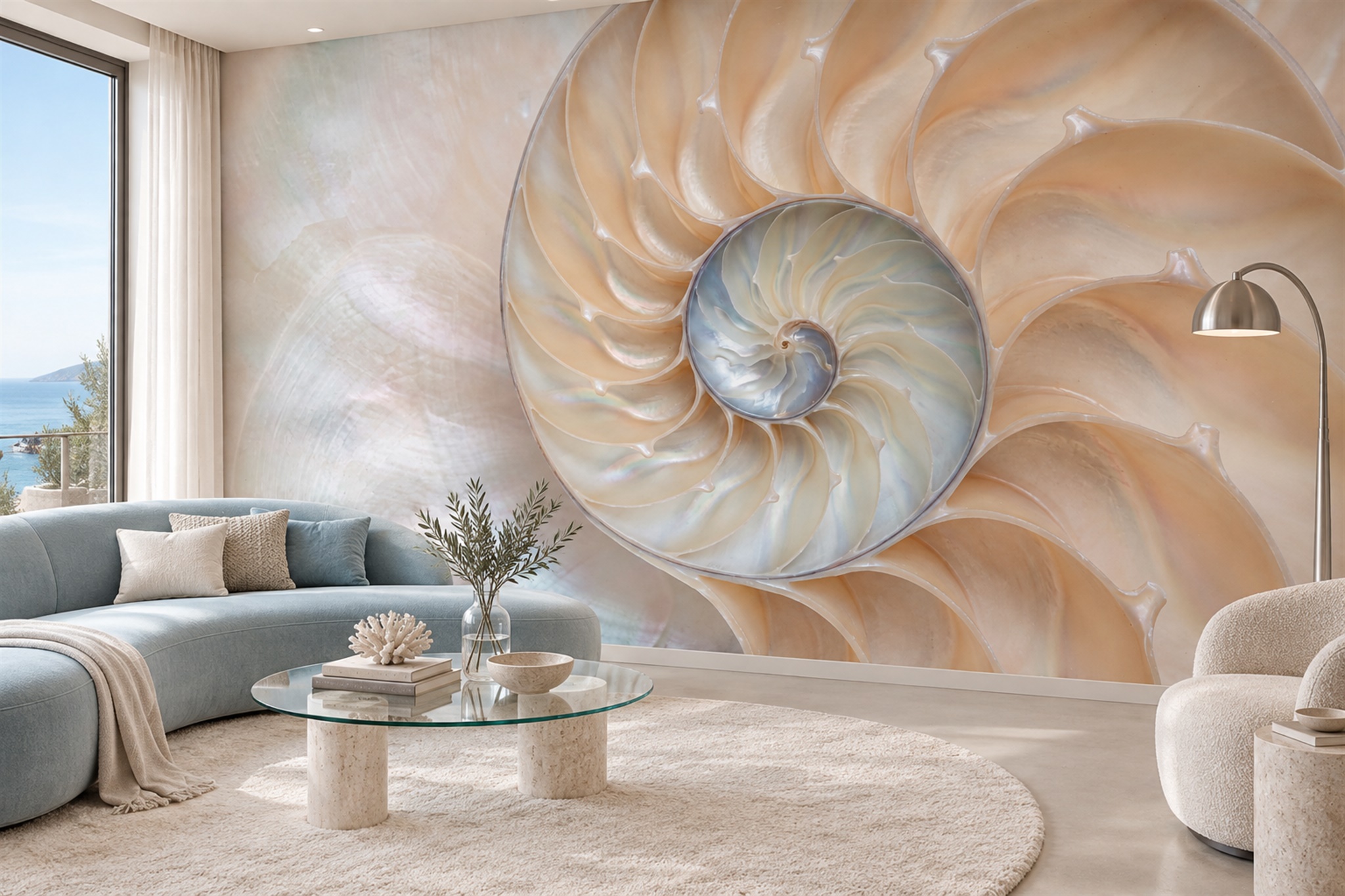 Beige Pattern Decorative Atmospheric Wallpaper Mural, Peel-and-stick Finish