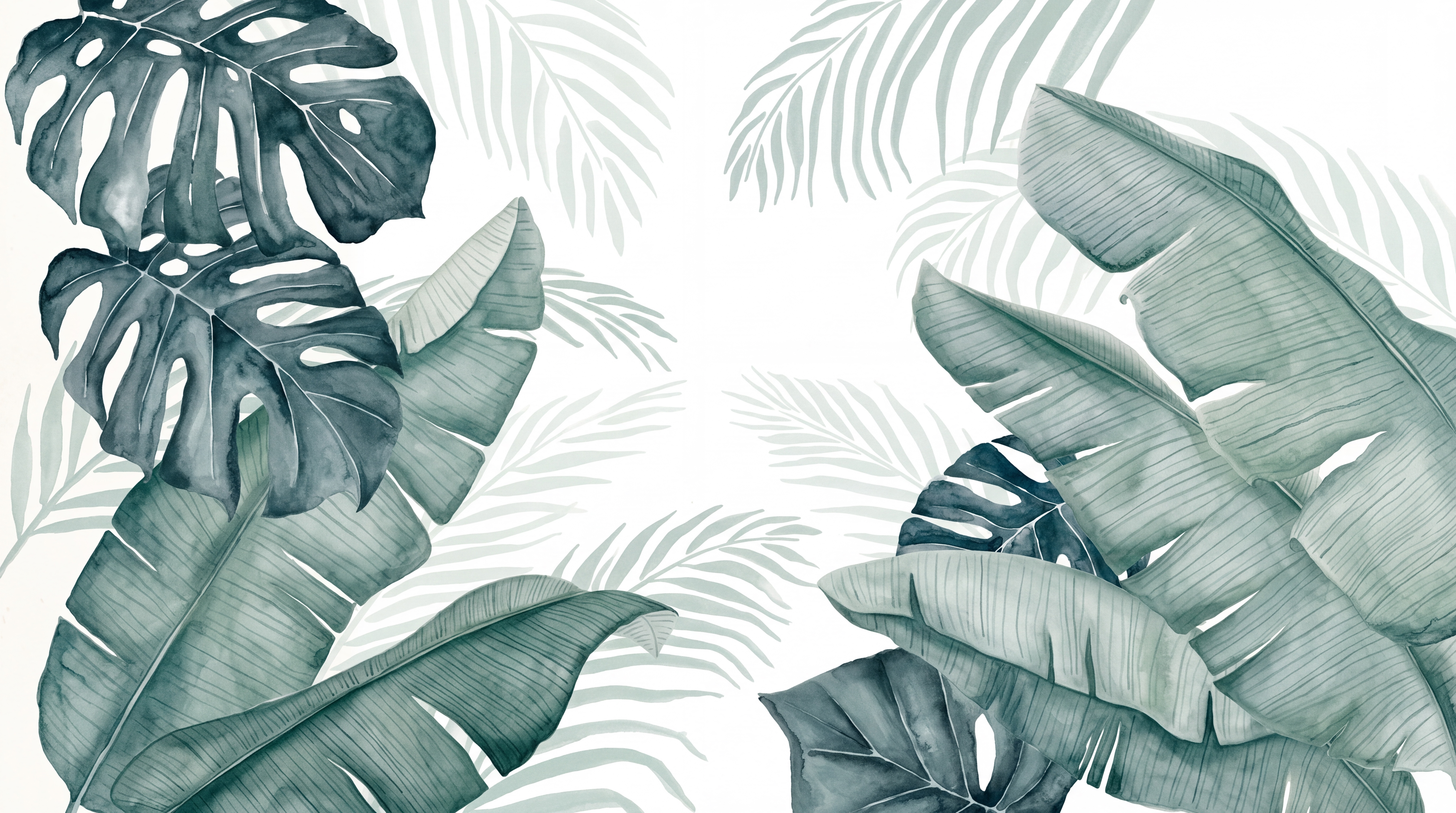 Sage Leaf Botanical Organic Wallpaper Mural, Peel-and-stick Finish