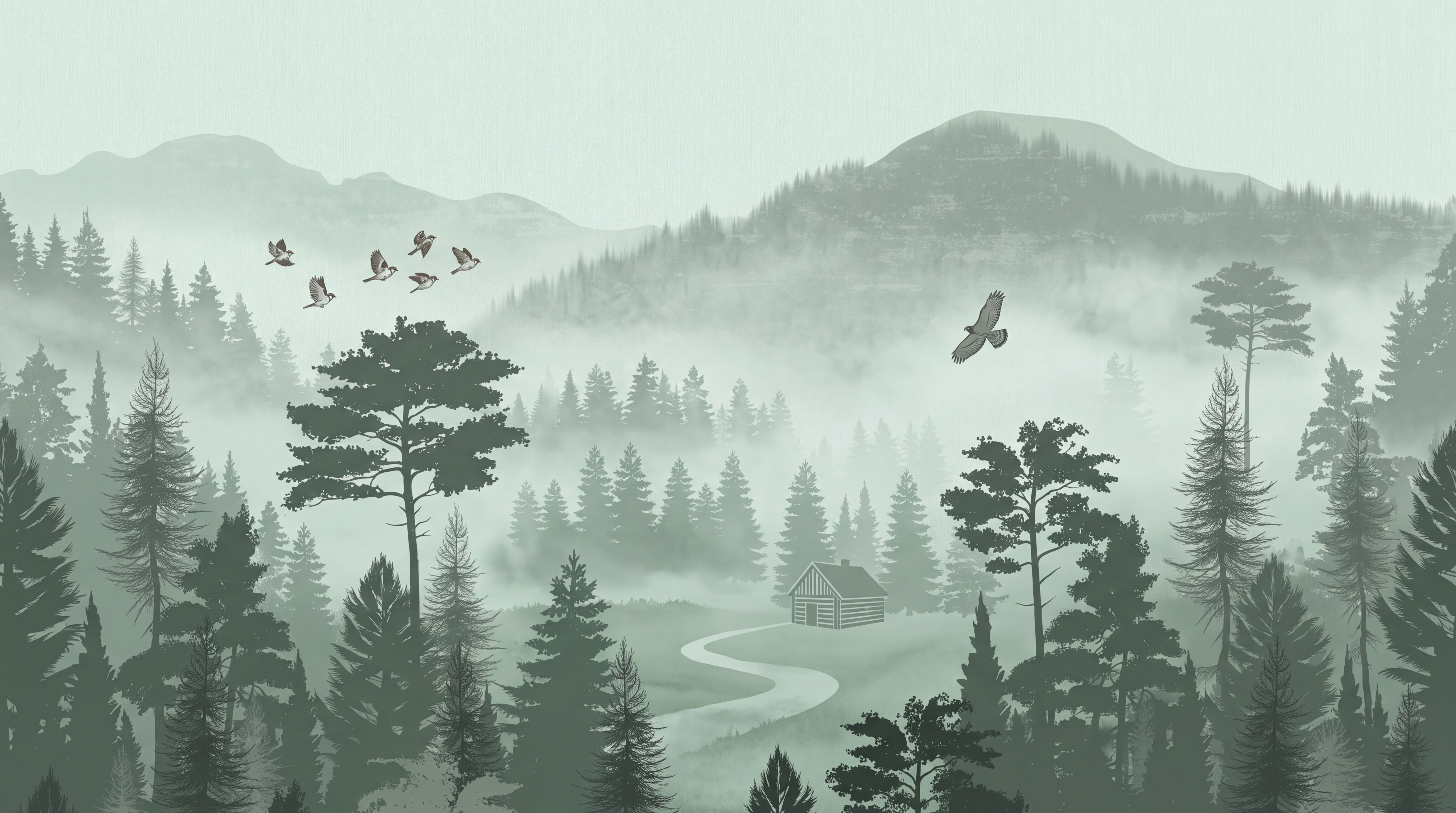 Sage Scenic Scenic Organic Wallpaper Mural, Peel-and-stick Finish