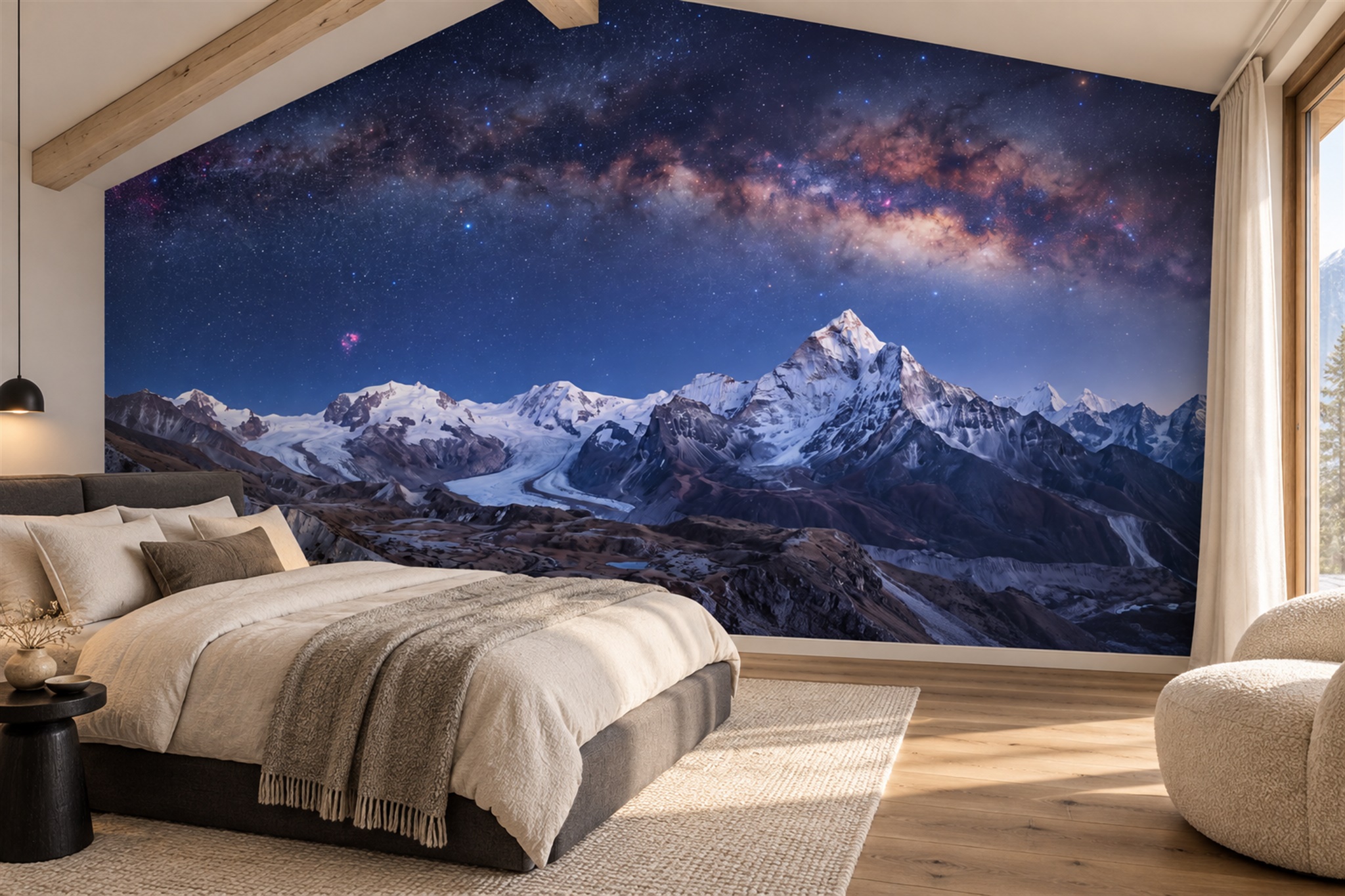 Navy Pattern Decorative Wallpaper Mural Layered Marks Wallpaper Mural Bedroom-wallpaper-murals, Peel-and-stick Finish