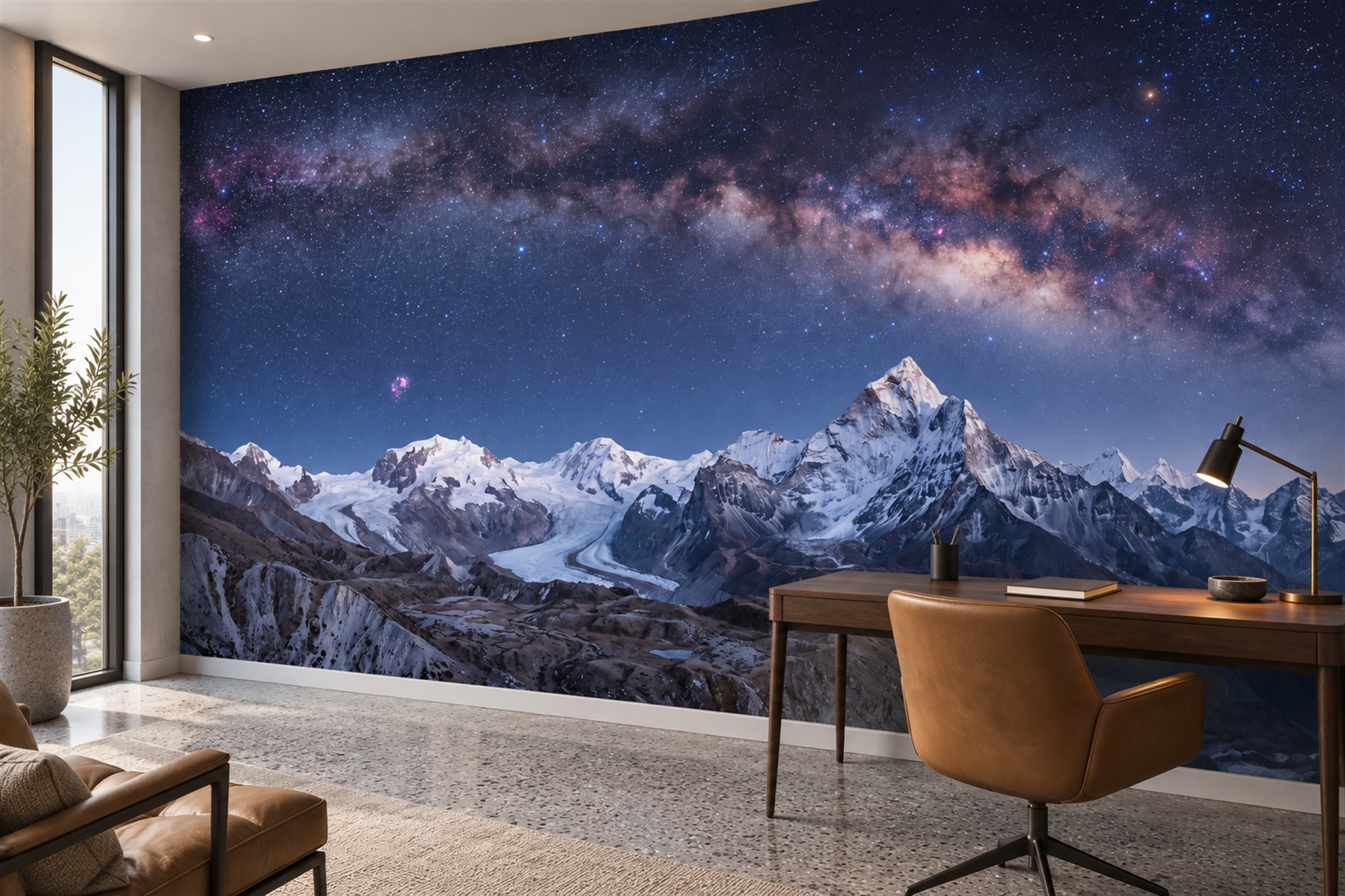 Navy Pattern Decorative Wallpaper Mural Layered Marks Wallpaper Mural Home-office-wallpaper-murals, Peel-and-stick Finish