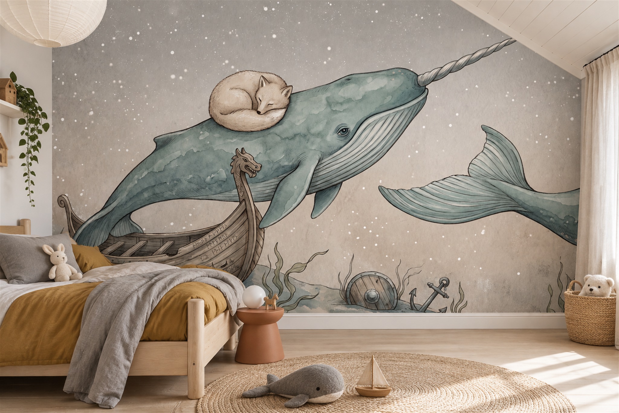 Sage Pattern Decorative Wallpaper Mural Layered Organic Wallpaper Mural Home-office-wallpaper-murals, Peel-and-stick Finish
