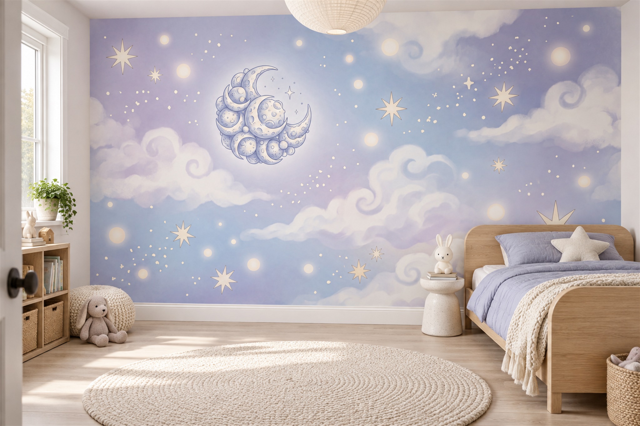 Lilac Pattern Decorative Textured Wallpaper Mural Accent-wall-wallpaper-murals, Peel-and-stick Finish