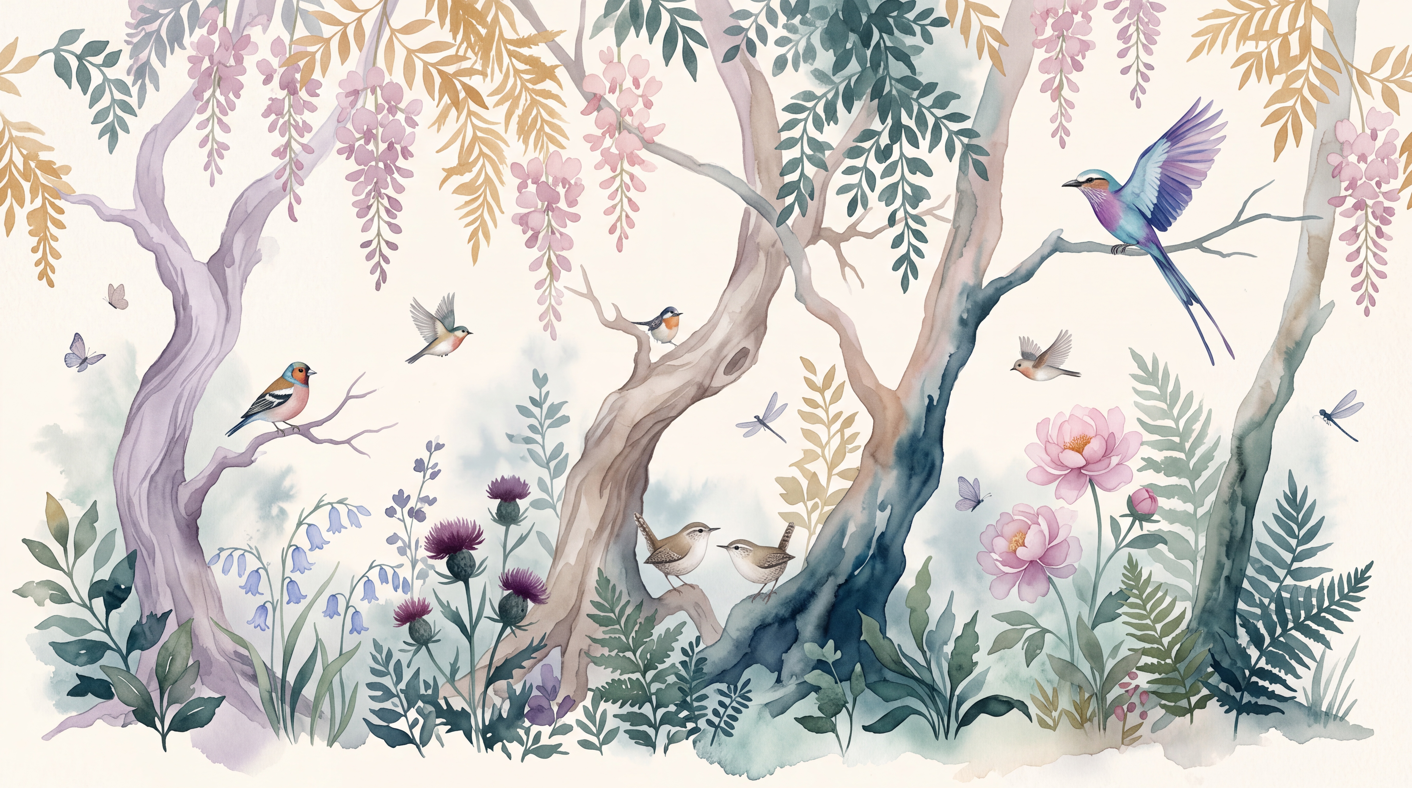 Mint Botanical Botanical Wallpaper Mural, Peel-and-stick Finish
