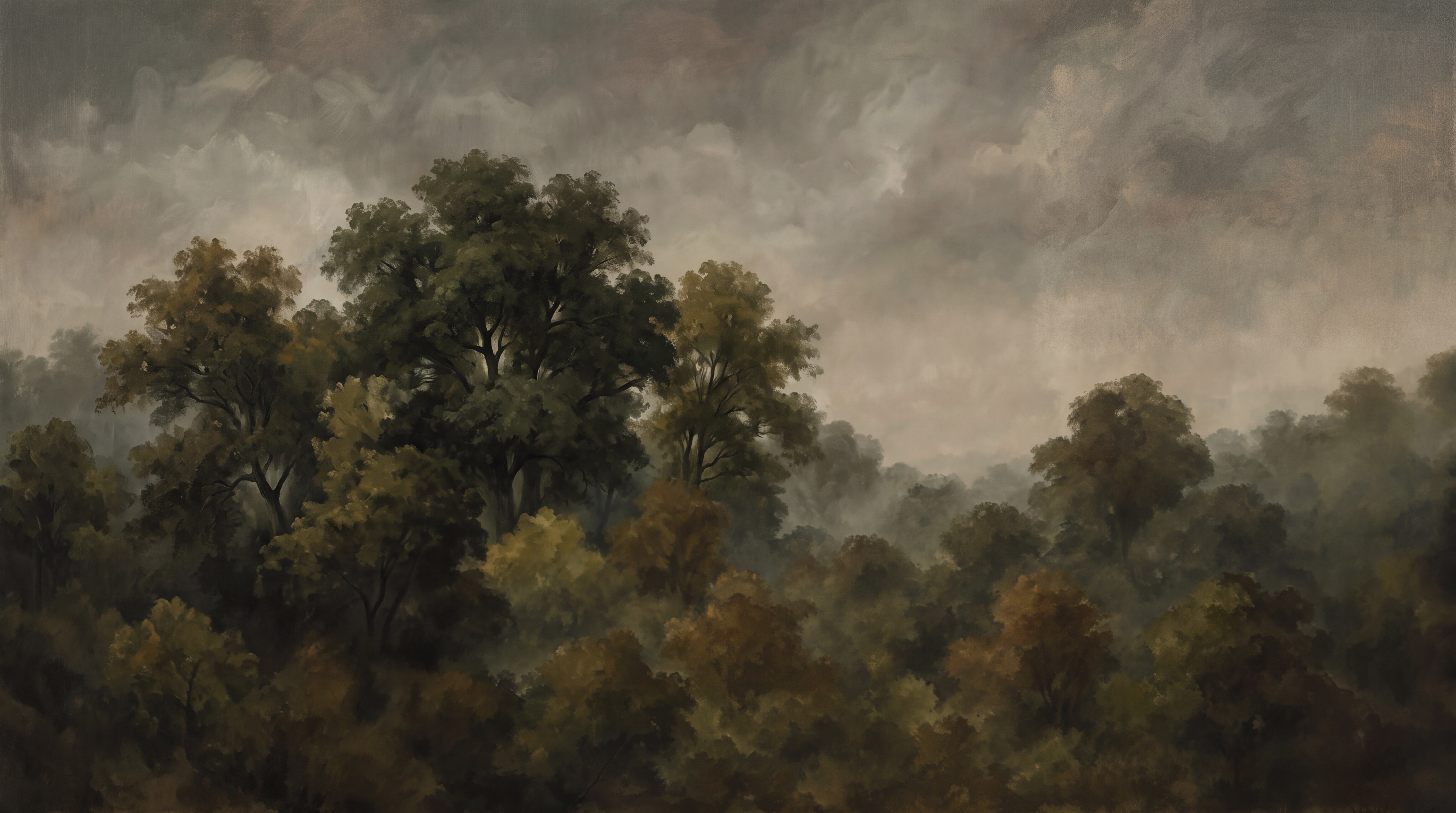 Olive Forest Scenic Decorative Wallpaper Mural, Peel-and-stick Finish