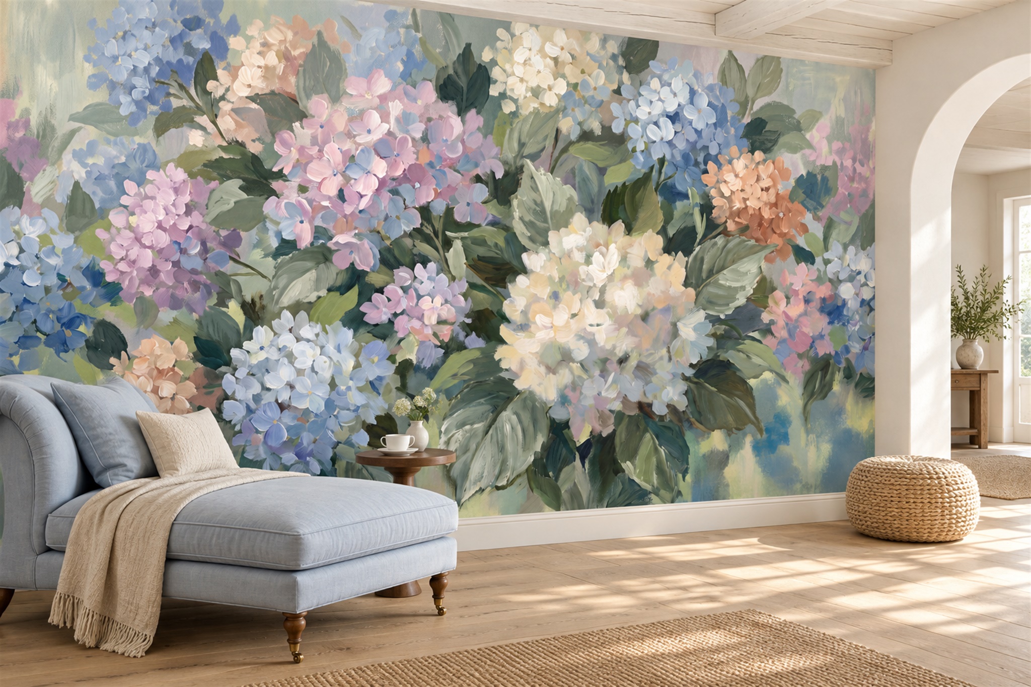 Blue Pattern Decorative Wallpaper Mural Layered Linear Detail Wallpaper Living-room-wallpaper-murals, Peel-and-stick Finish