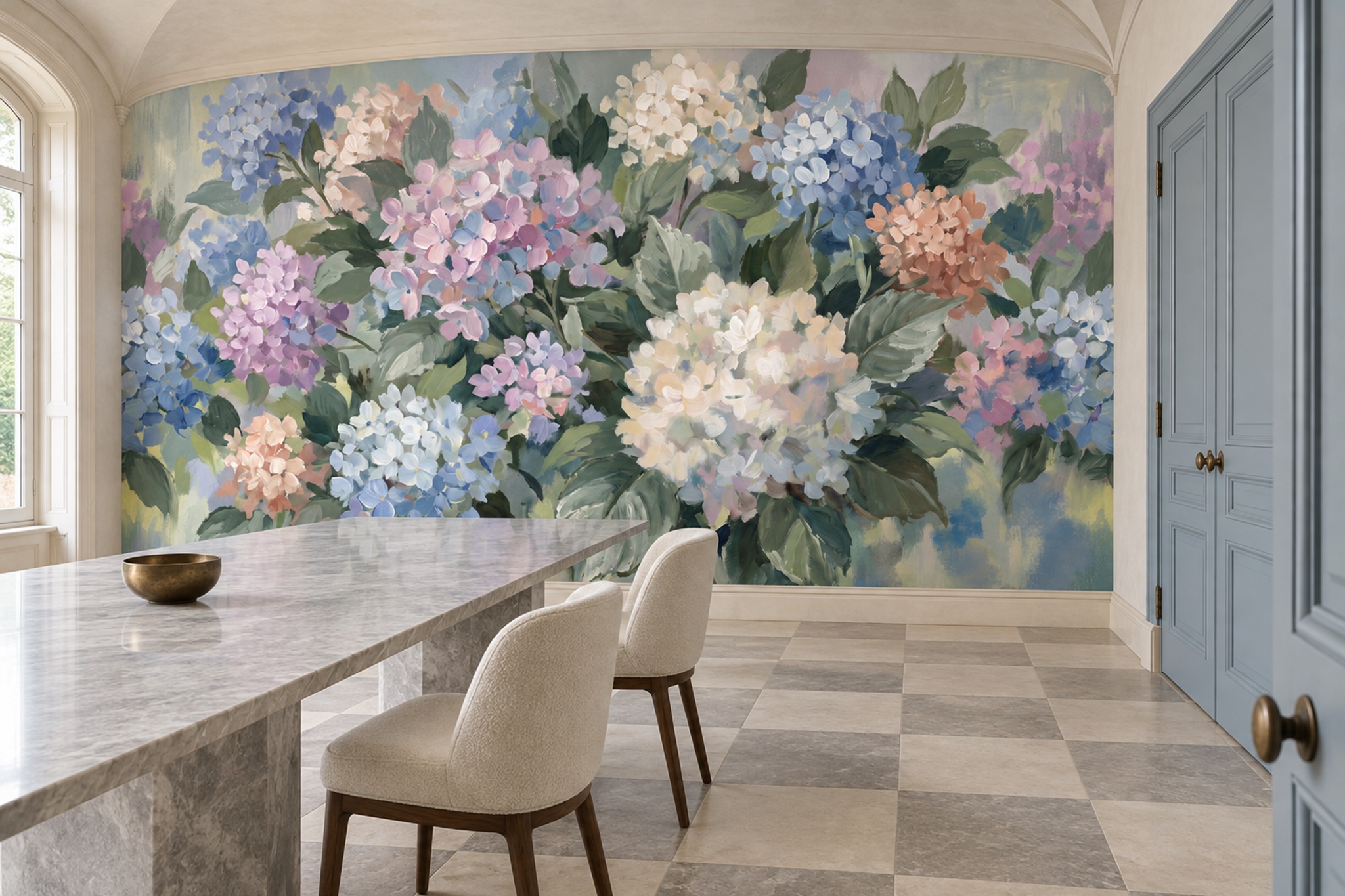Blue Pattern Decorative Wallpaper Mural Layered Linear Detail Wallpaper Living-room-wallpaper-murals, Peel-and-stick Finish