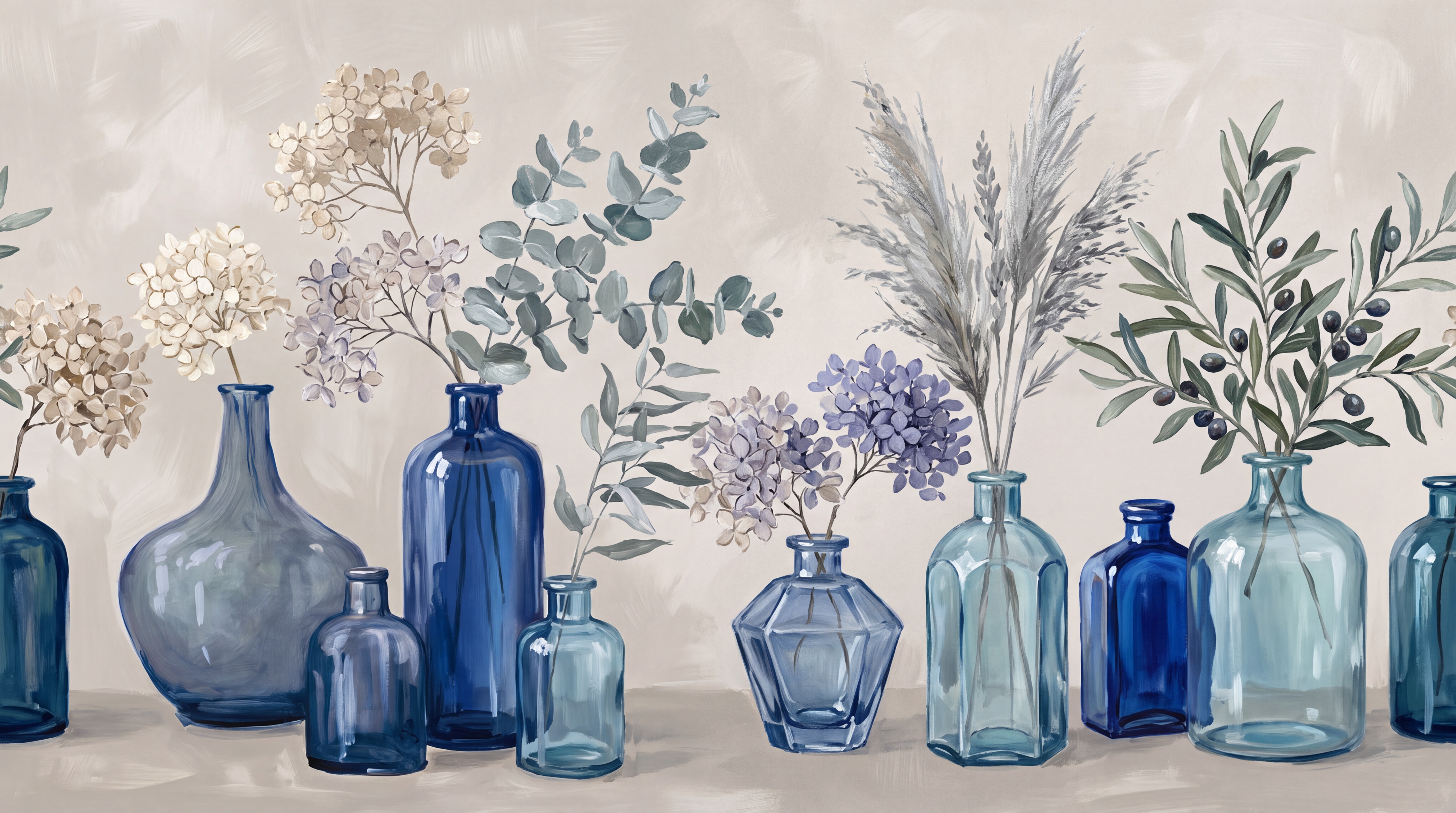 Blue Pattern Decorative Wallpaper Mural Layered Textured Forms Wallpaper, Peel-and-stick Finish