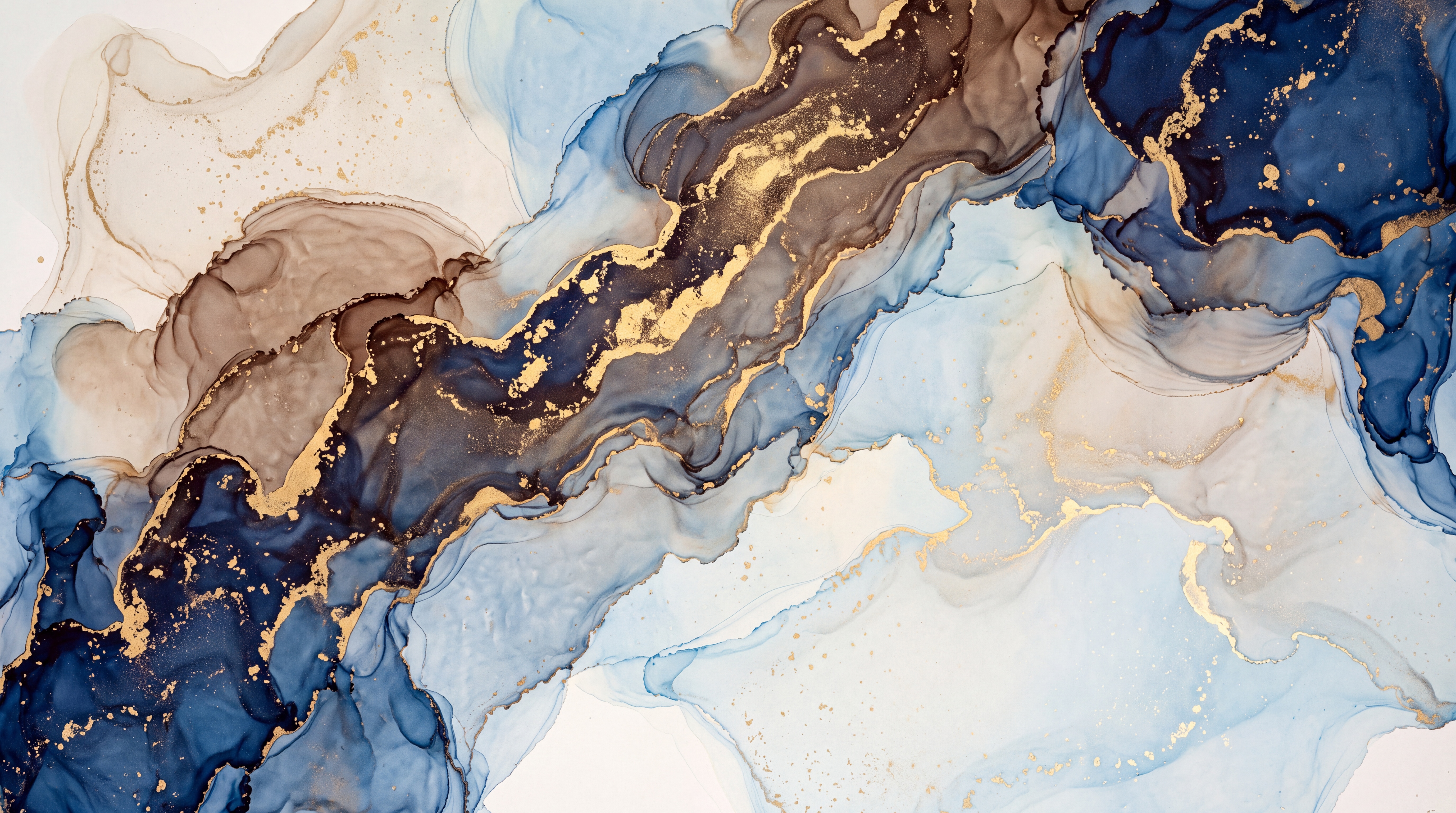 Blue Marble Decorative Painterly Wallpaper Mural, Peel-and-stick Finish