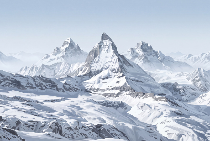 Blue Alpine Scenic Layered Wallpaper Mural, Peel-and-stick Finish
