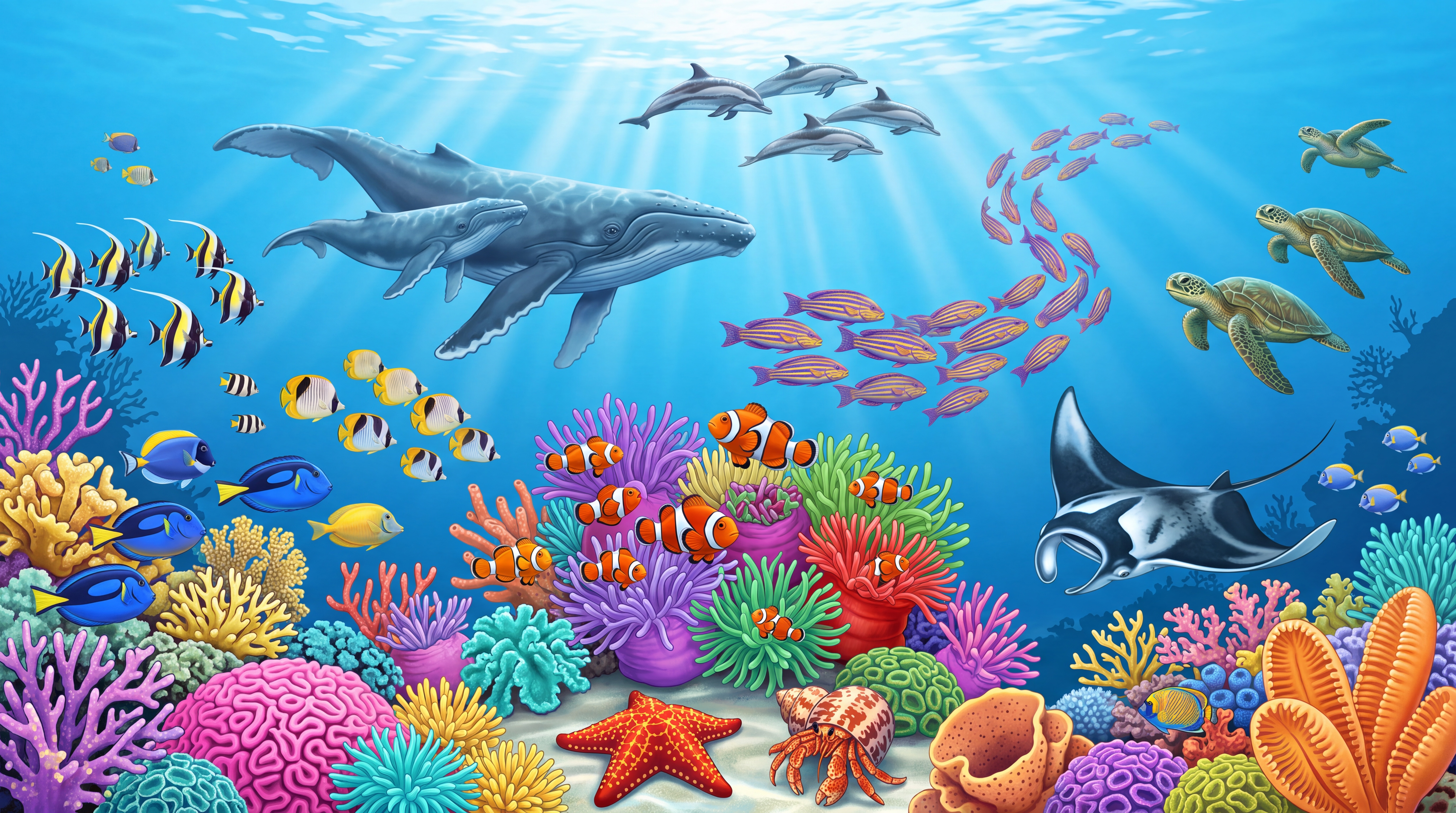 Blue Ocean Scenic Layered Wallpaper Mural, Peel-and-stick Finish