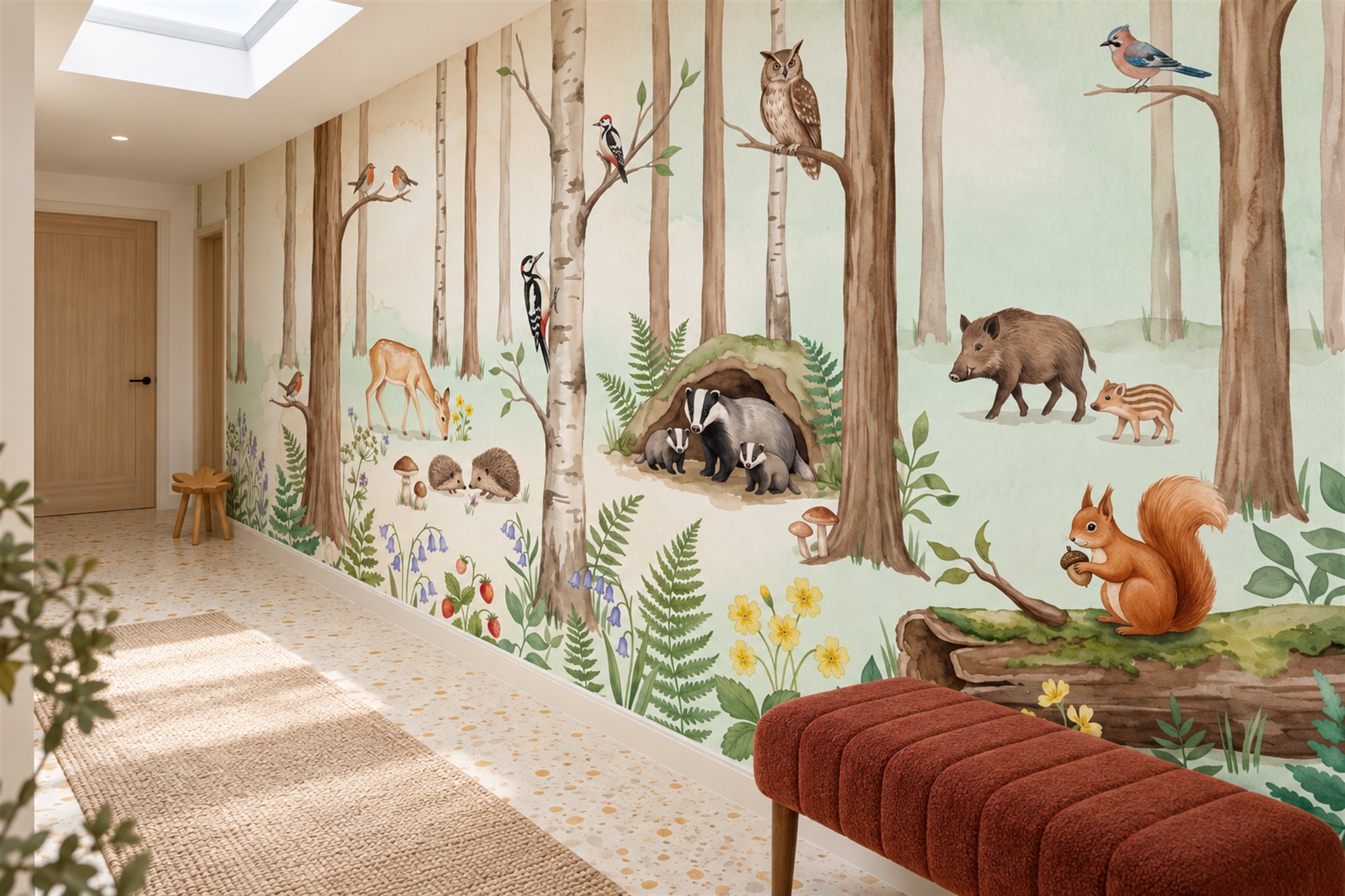 Sage Woodland Scenic Organic Wallpaper Mural Home-office-wallpaper-murals, Peel-and-stick Finish