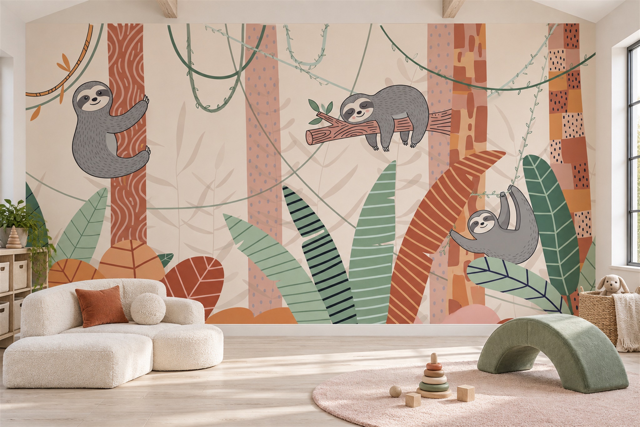 Peach Pattern Decorative Wallpaper Mural Layered Accent-wall-wallpaper-murals, Peel-and-stick Finish