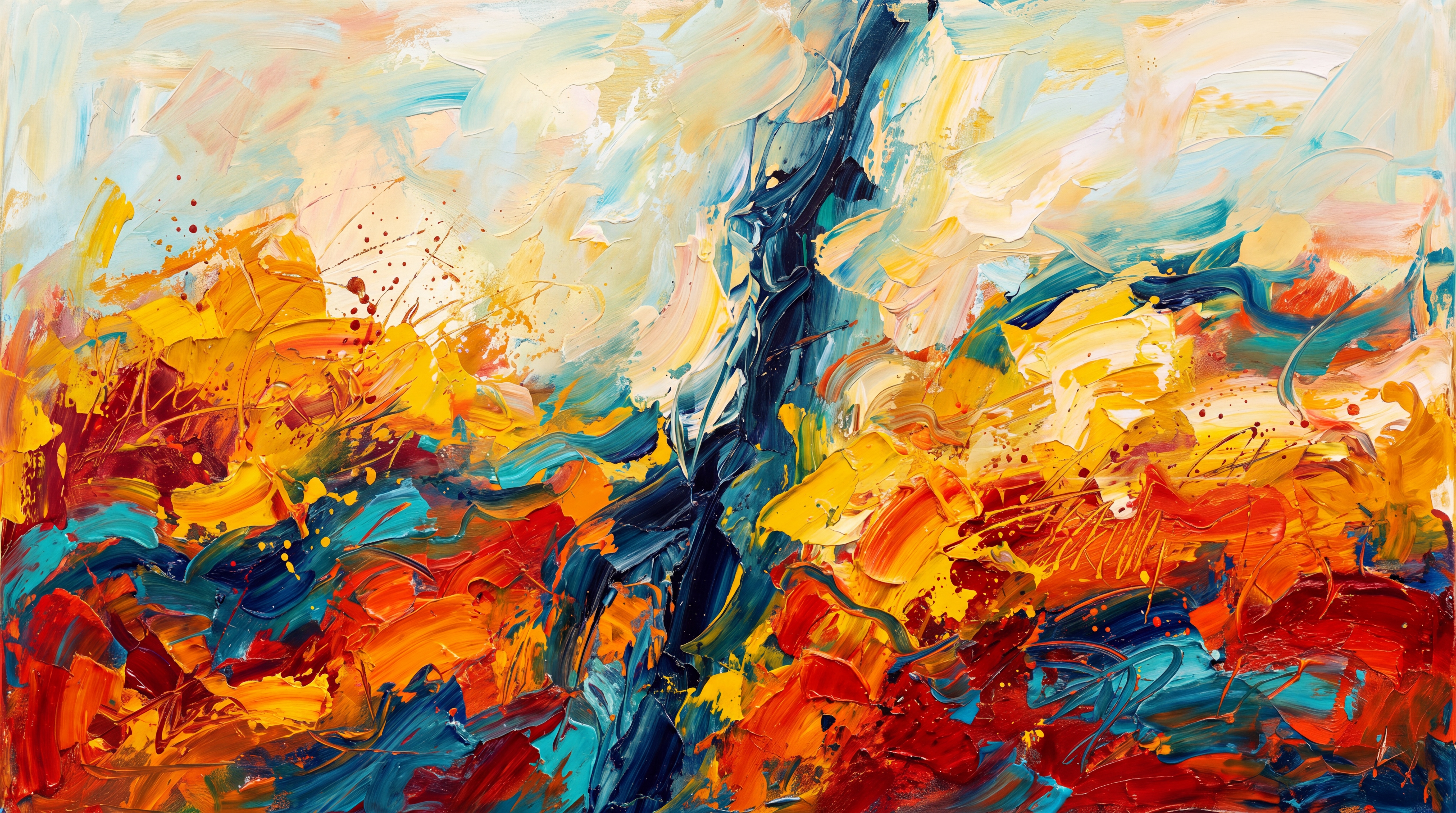Orange Brushstroke Artful Wallpaper Mural, Peel-and-stick Finish