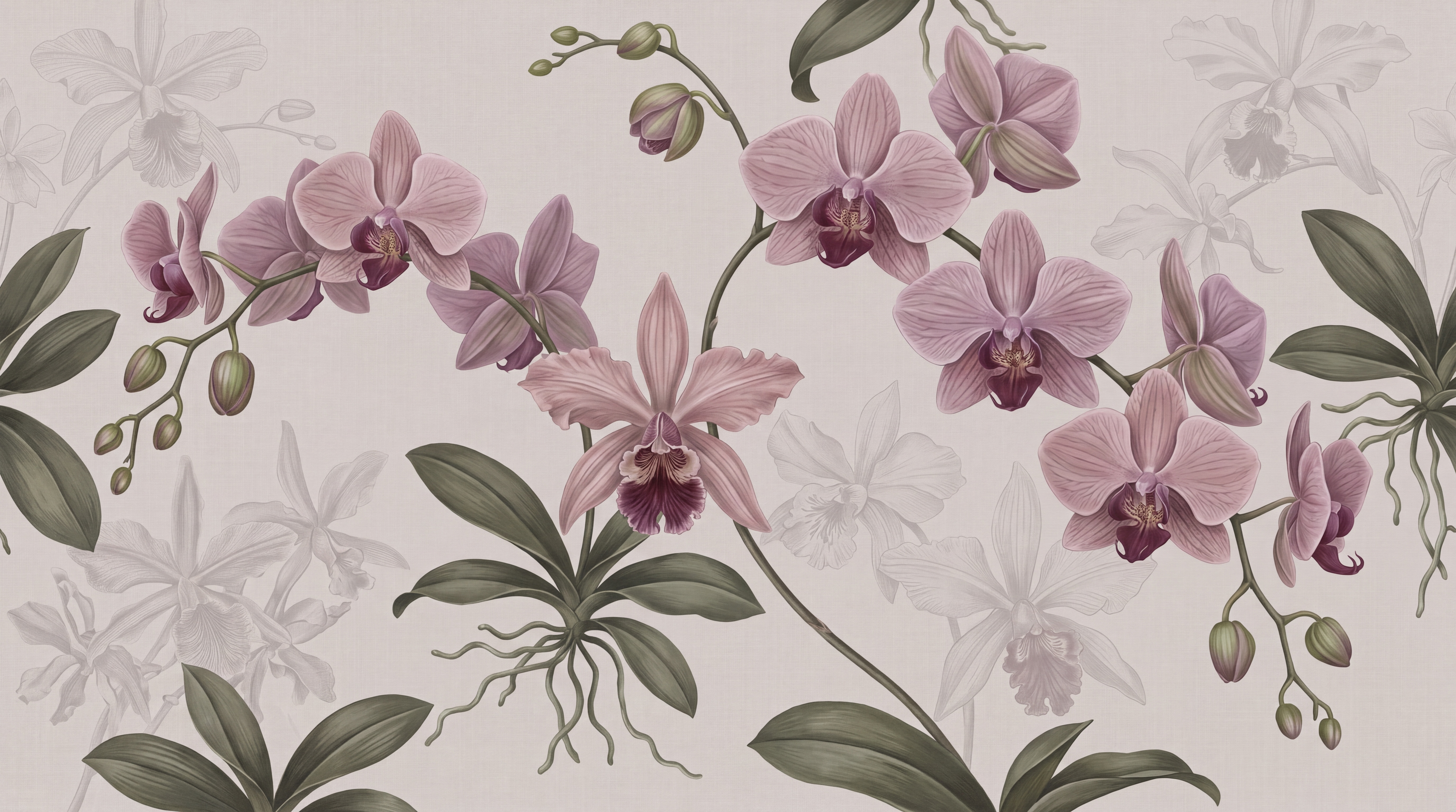 Pink Pattern Decorative Wallpaper Mural Layered Organic Wallpaper Mural, Peel-and-stick Finish