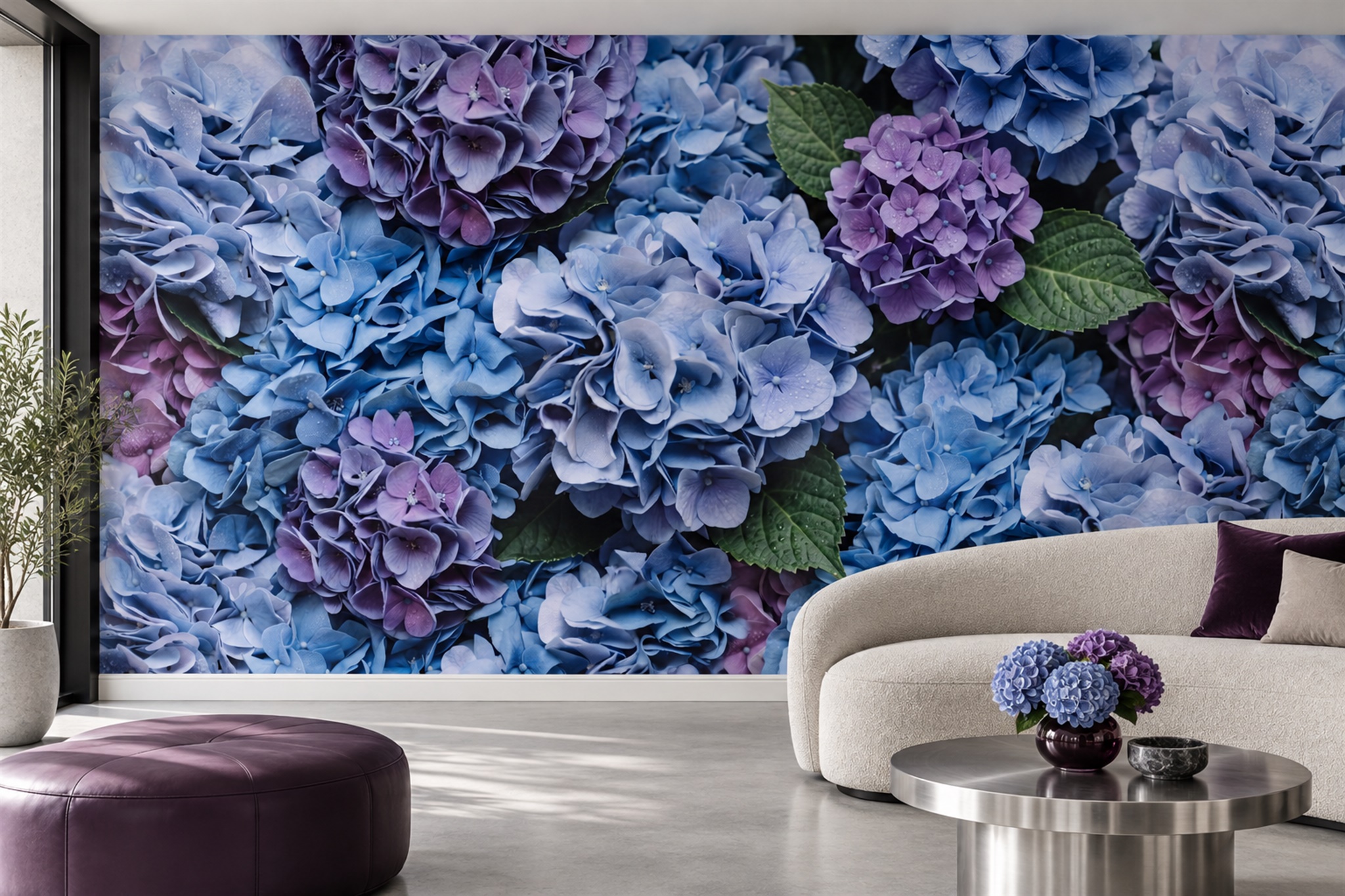 Blue Pattern Decorative Wallpaper Mural Layered Soft Contours Wallpaper Living-room-wallpaper-murals, Peel-and-stick Finish