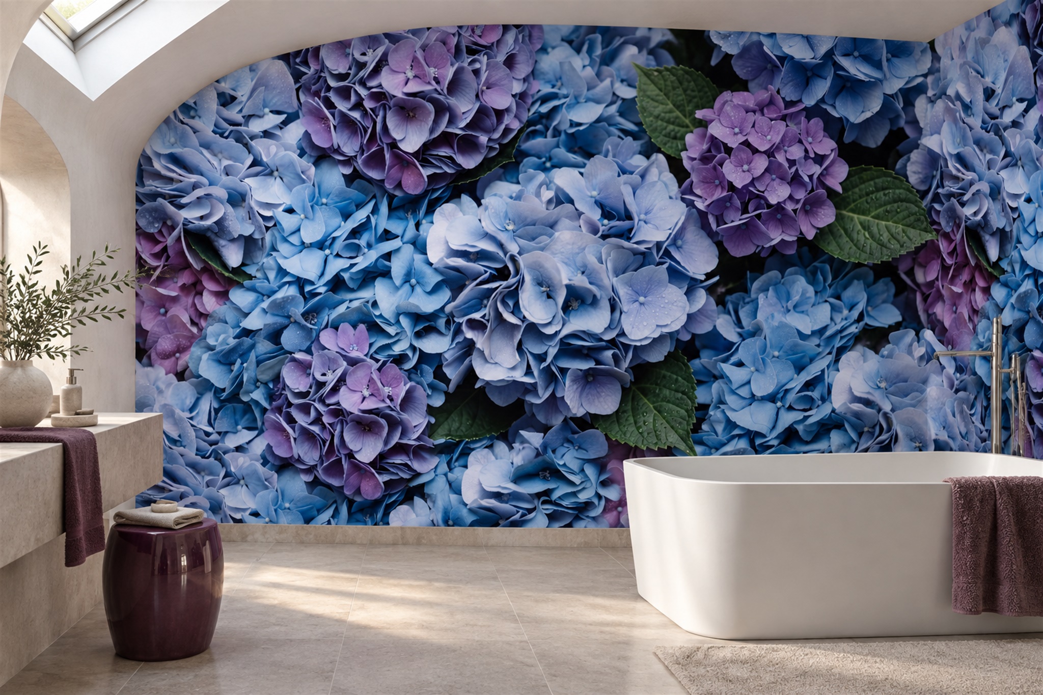 Blue Pattern Decorative Wallpaper Mural Layered Soft Contours Wallpaper Bathroom-wallpaper-murals, Peel-and-stick Finish
