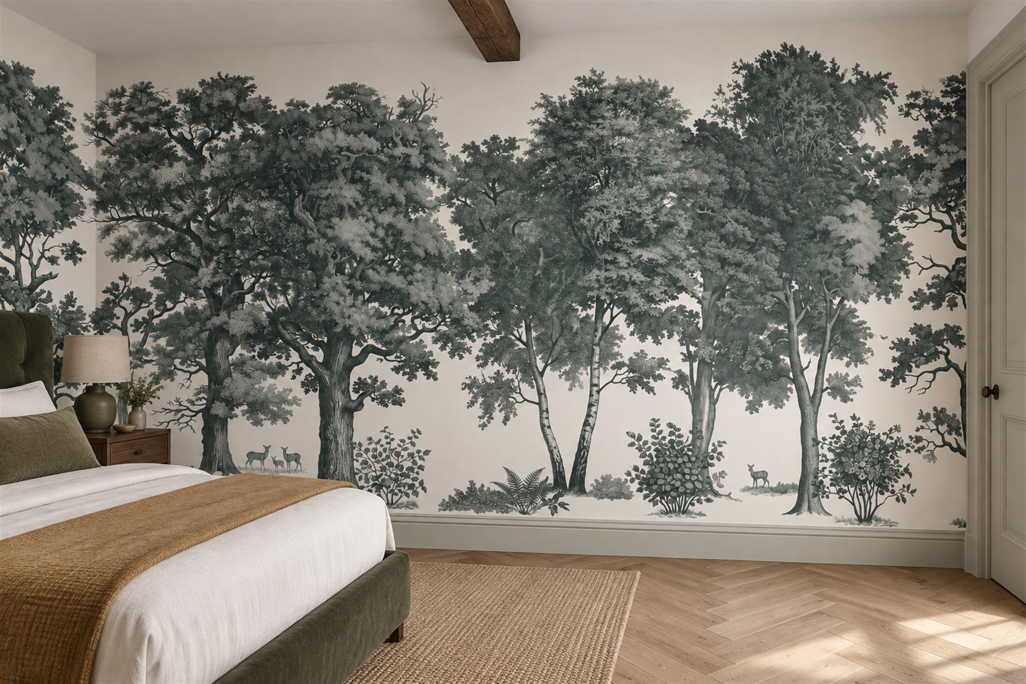 Green Scenic Scenic Decorative Wallpaper Mural Bedroom-wallpaper-murals, Peel-and-stick Finish